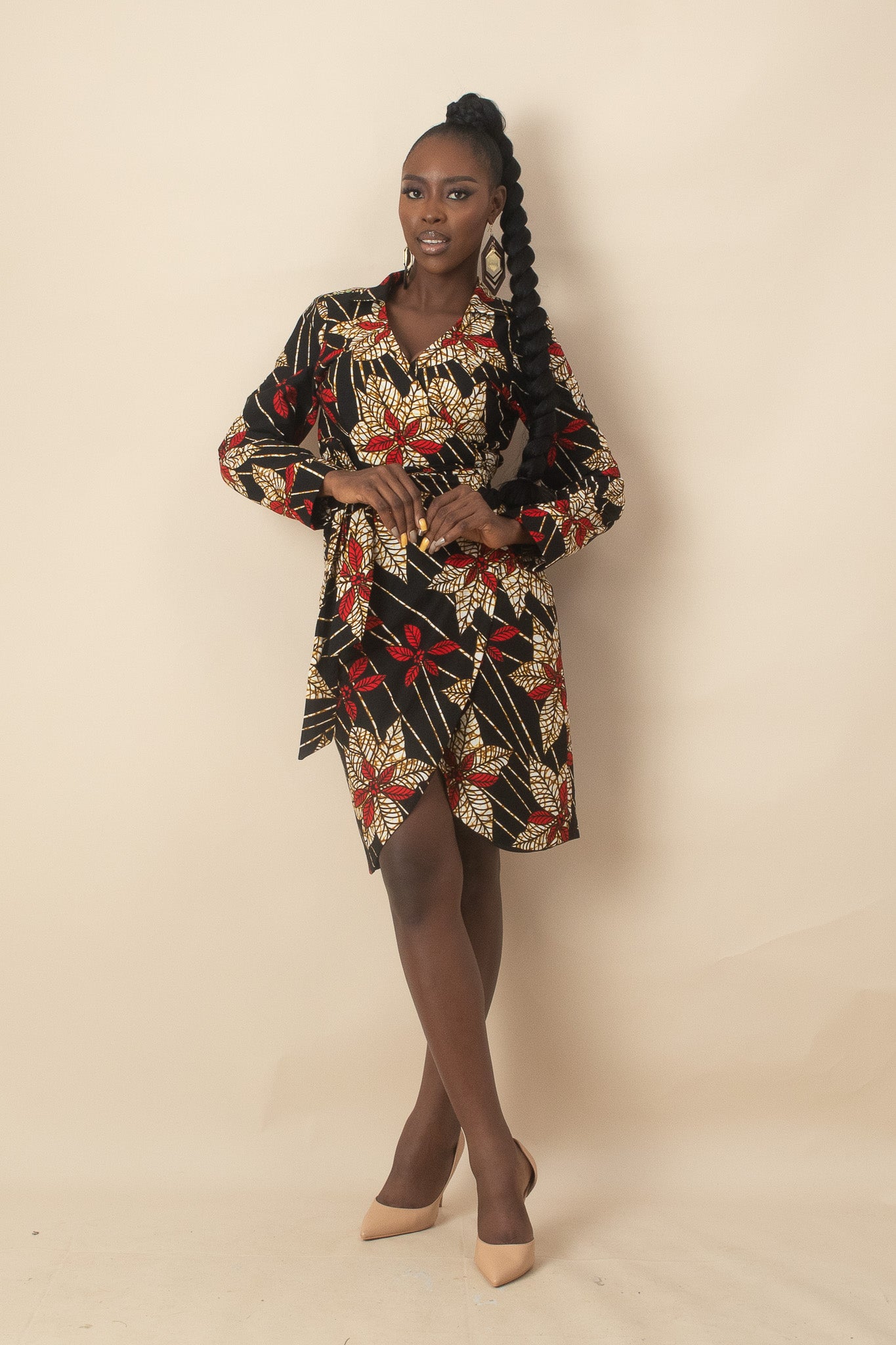 ZENE African Print Ankara Wrap Dress