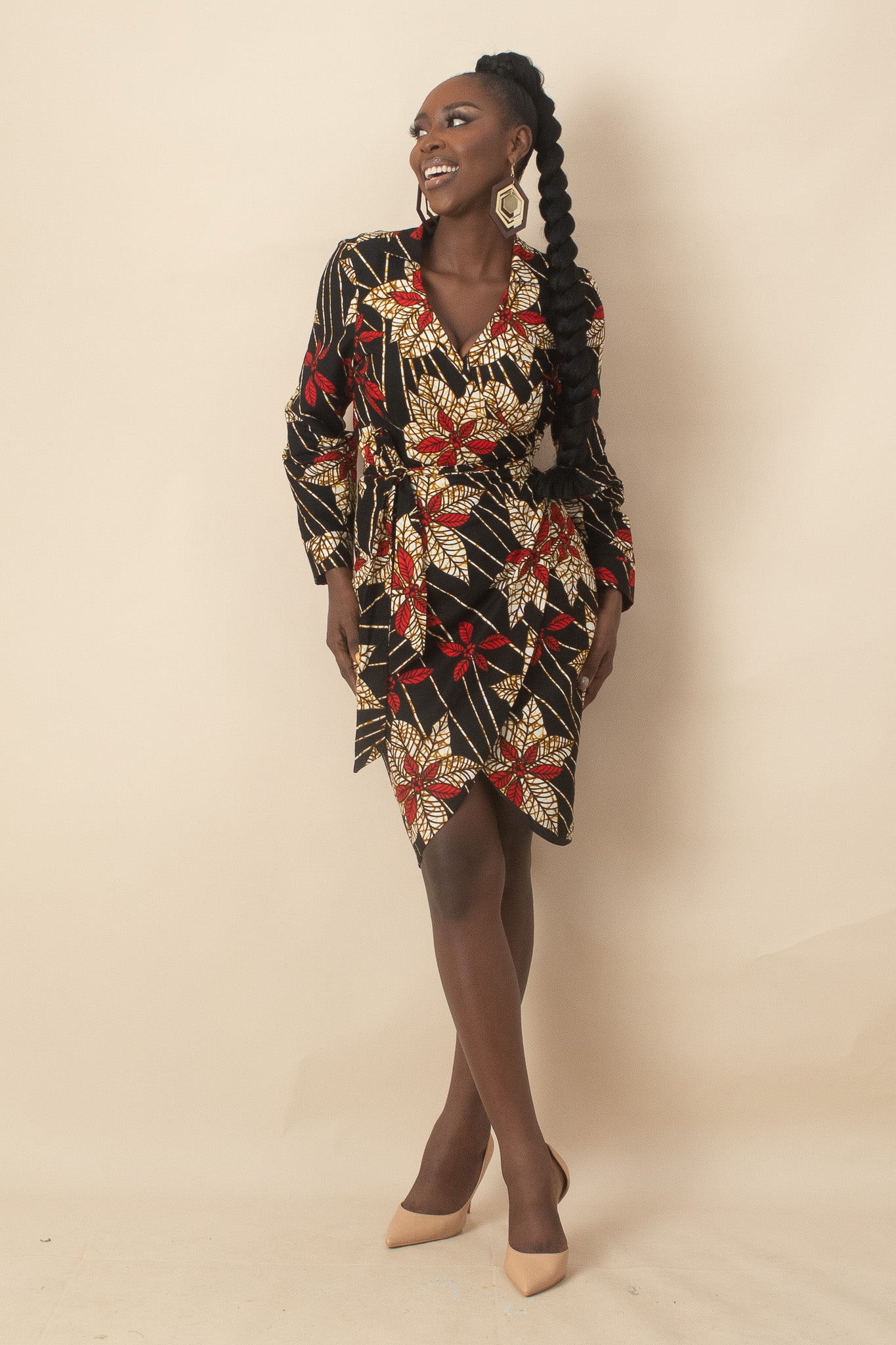 ZENE African Print Ankara Wrap Dress