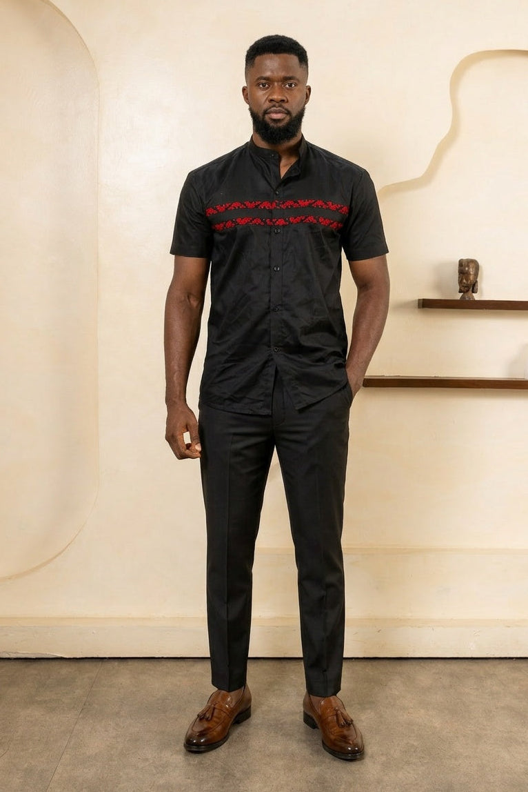 SAWA Short Sleeve Ankara Shirt - Men