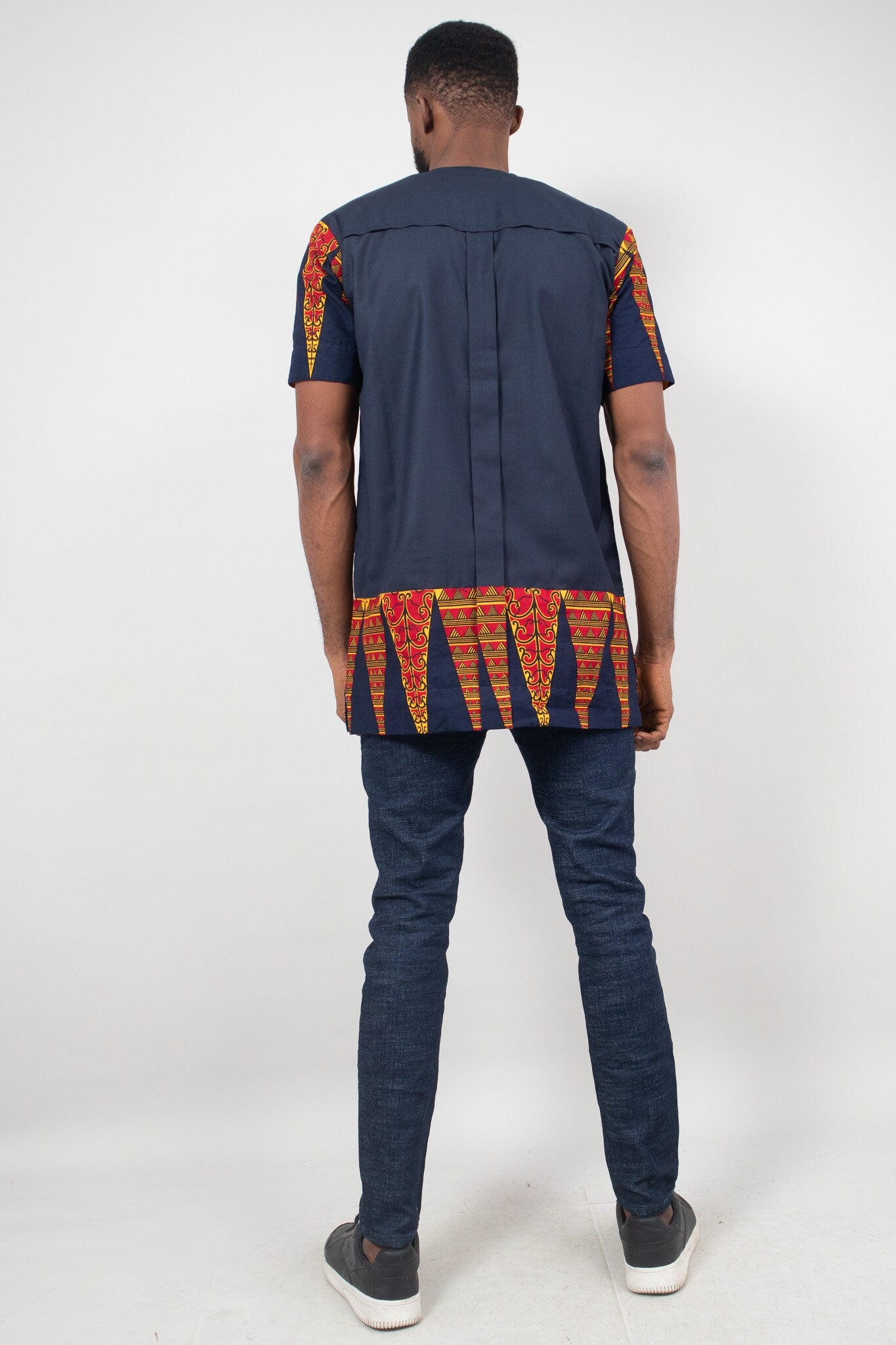 Sample: KELLAN Ankara Senator Shirt - Men (Size M) — men's African print clothing by Naborhi