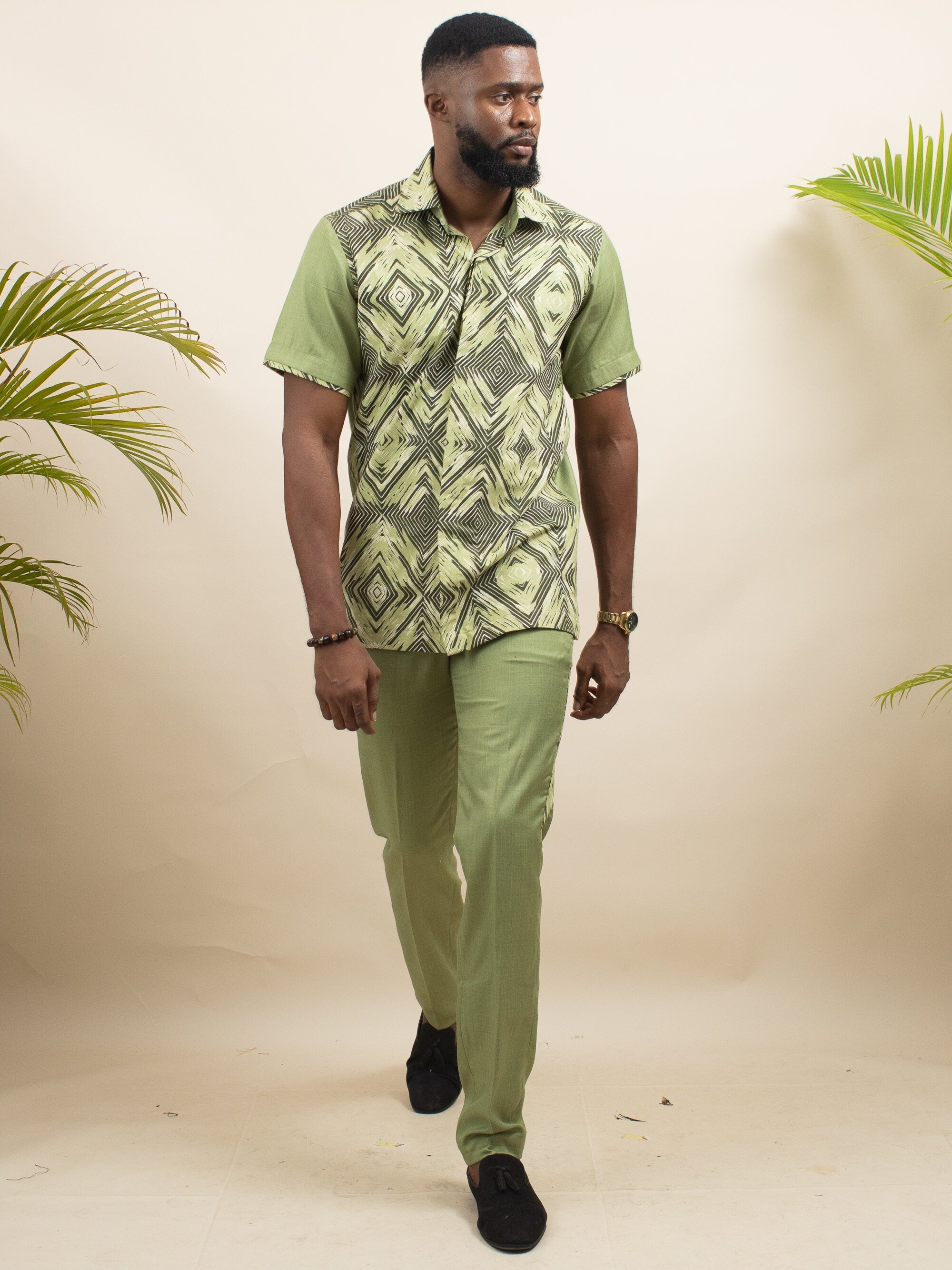 IYIN Ankara Senator Suit detail — handcrafted in Nigeria by Naborhi
