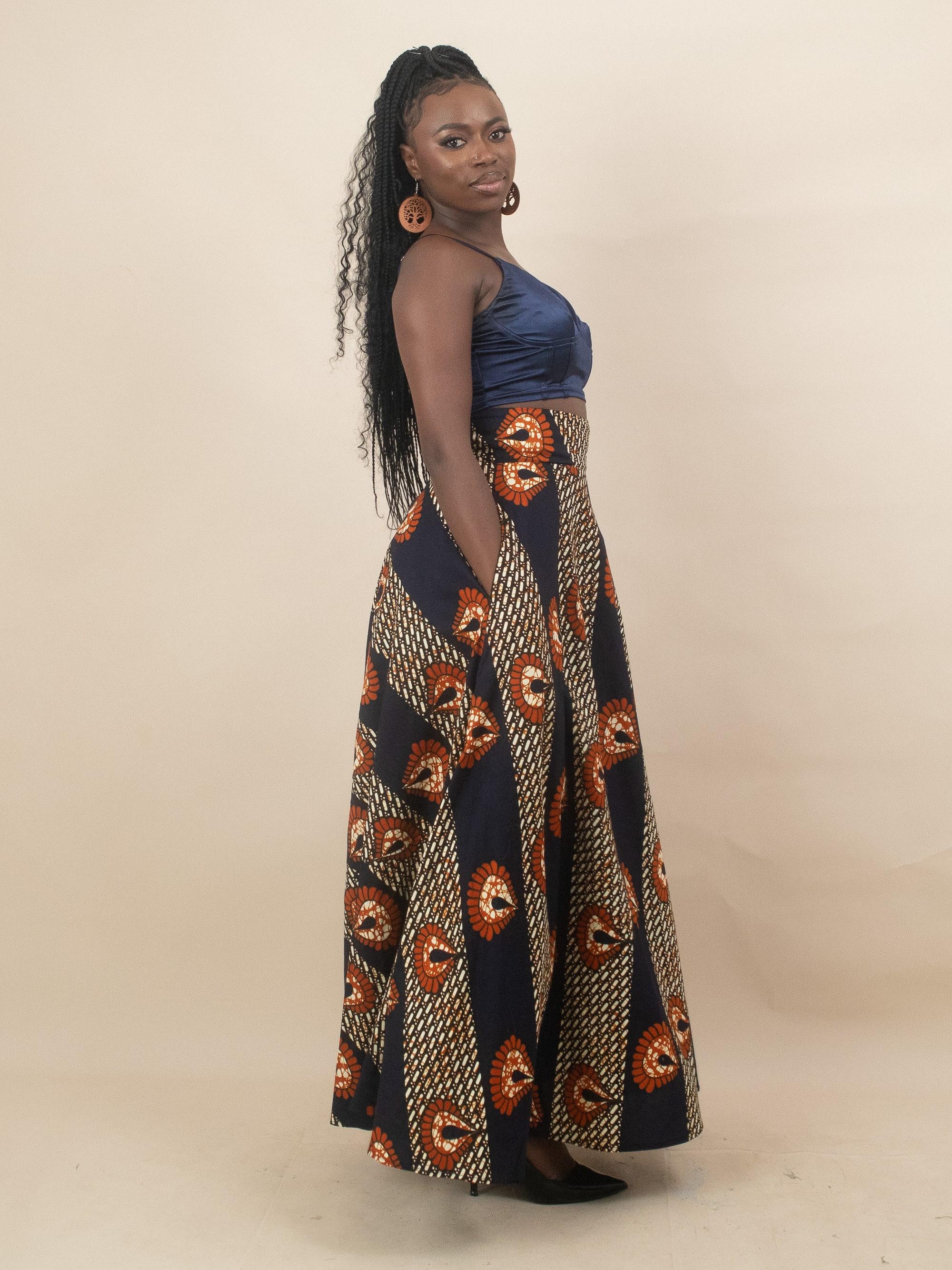 Sample: DARAIMA Ankara Flared Maxi Skirt - Women (Size UK 10) — women's African print clothing by Naborhi