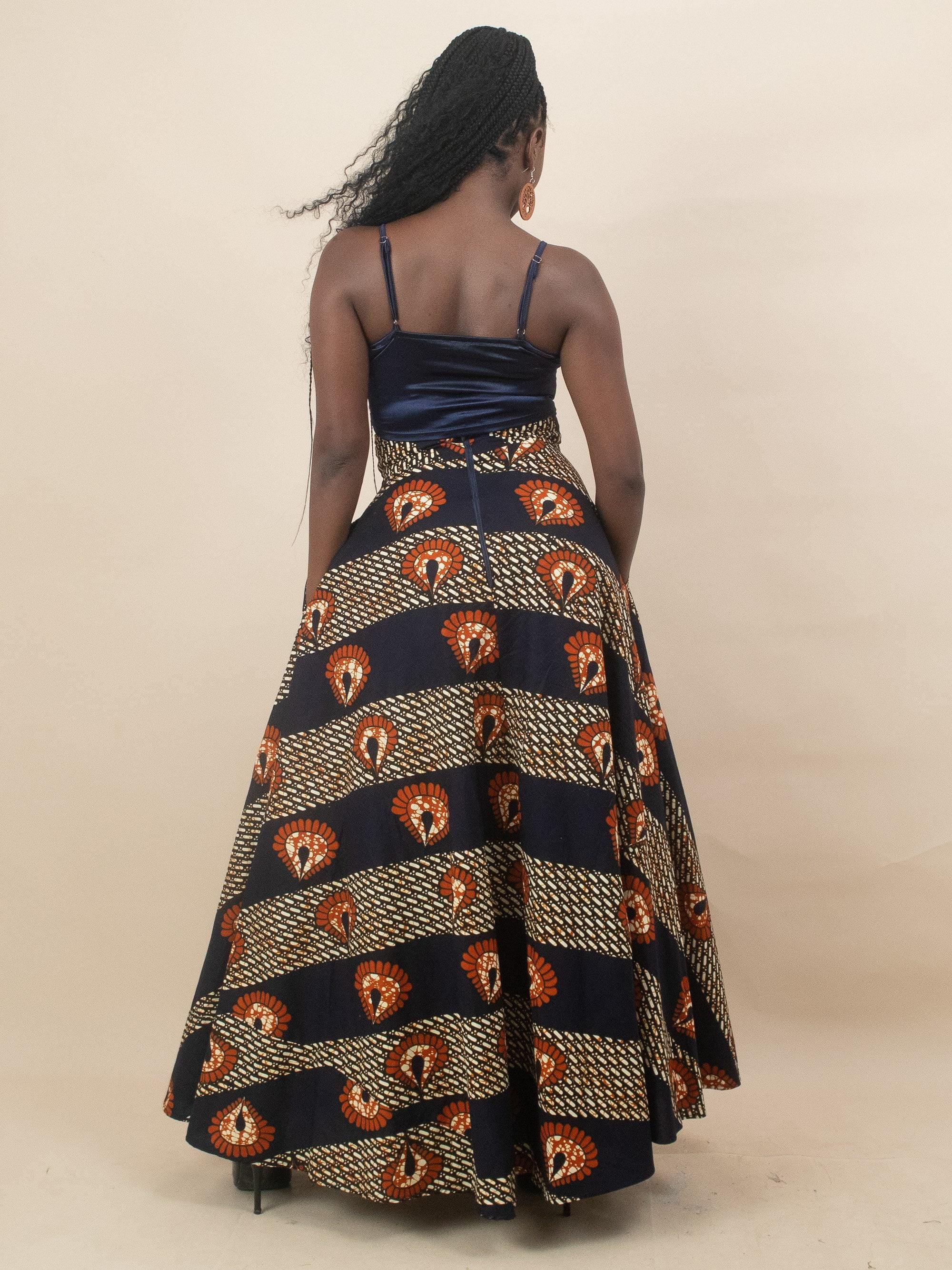 Sample: DARAIMA Ankara Flared Maxi Skirt - Women (Size UK 10) detail — handcrafted in Nigeria by Naborhi