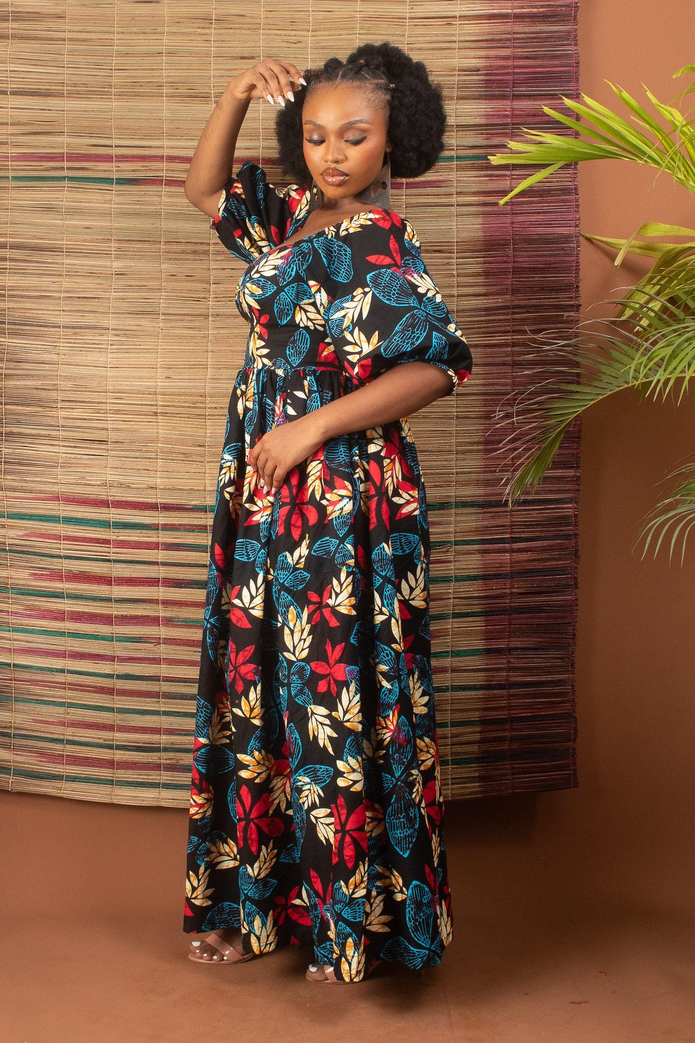 Sample: ESOSA Ankara Maxi Dress - Women (Size UK 10) detail — handcrafted in Nigeria by Naborhi