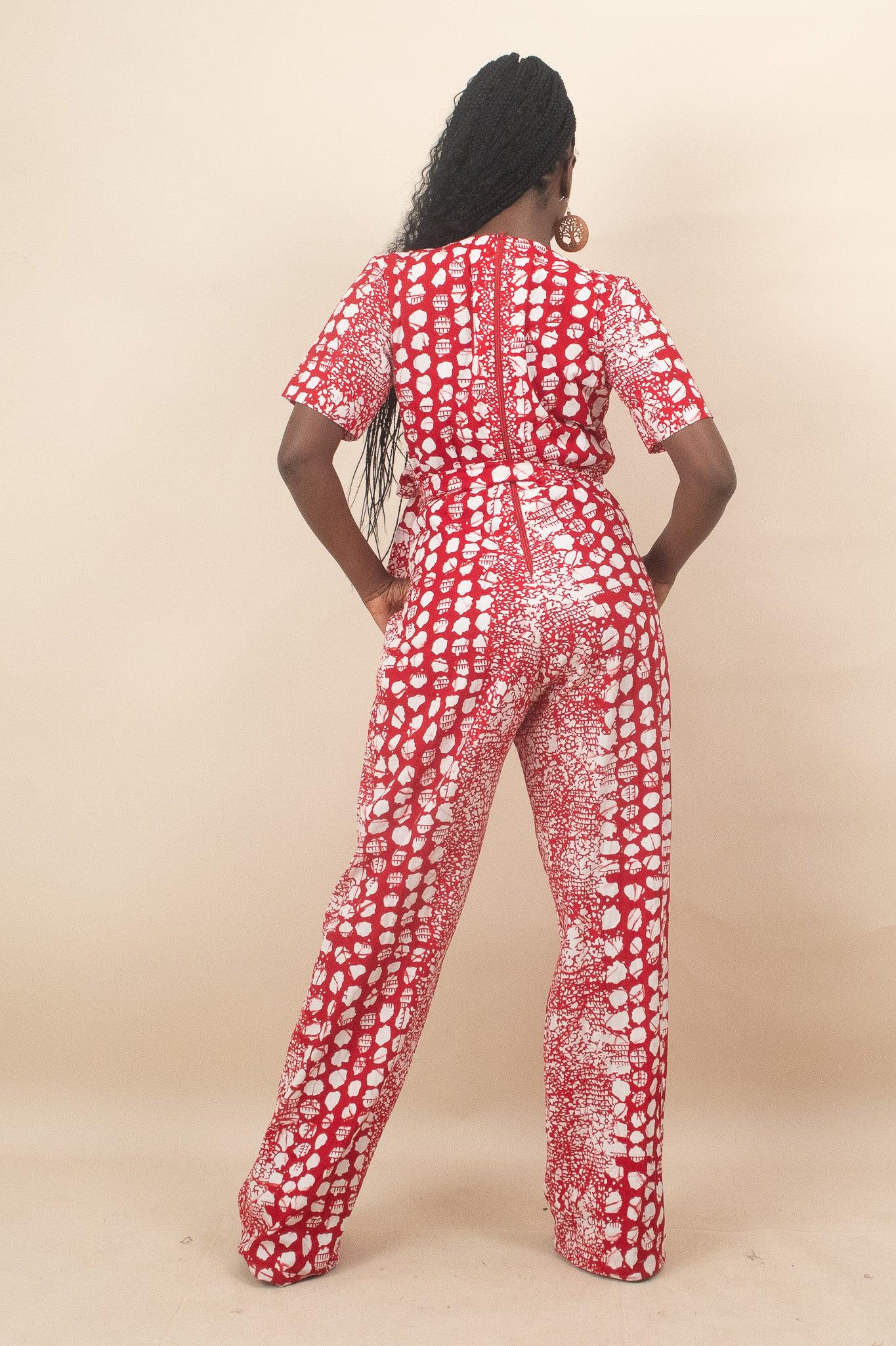 KYAWO Ankara Jumpsuit detail — handcrafted in Nigeria by Naborhi