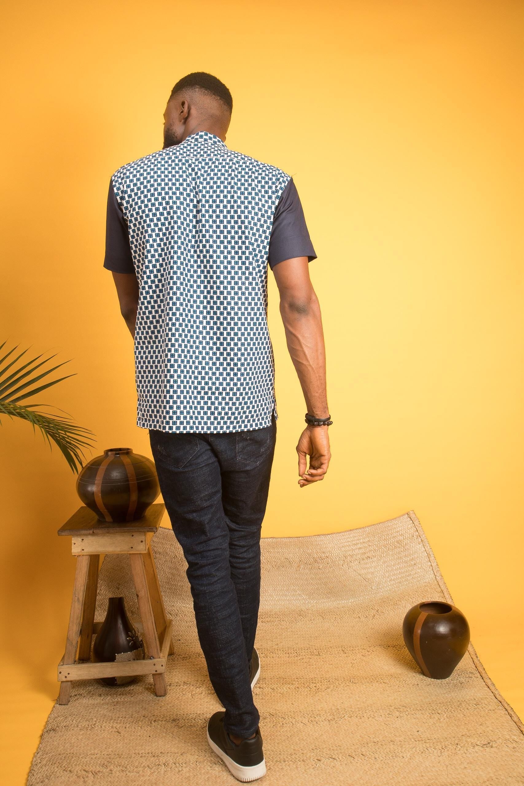ADISSA Ankara Shirt detail — handcrafted in Nigeria by Naborhi