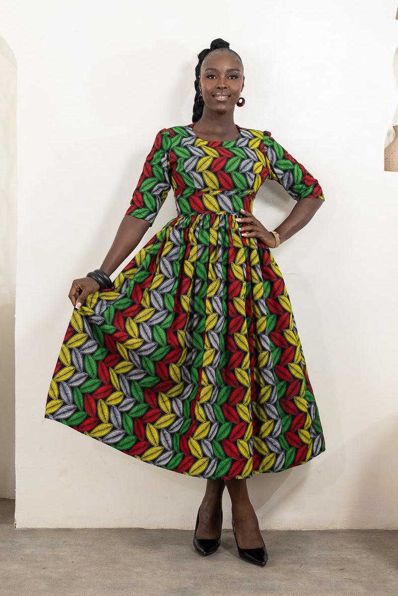 KEFIRAH Ankara Midi Dress — women's African print clothing by Naborhi