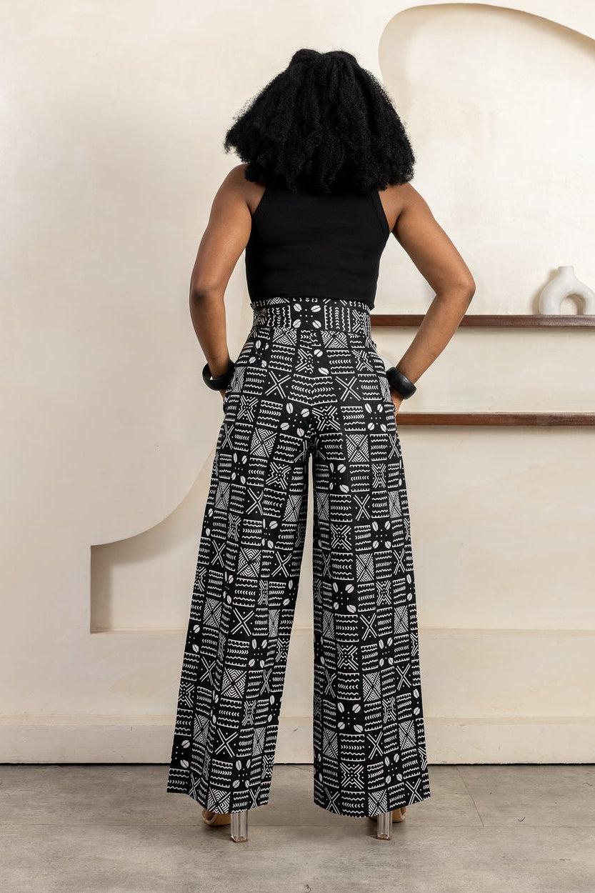 ARIYO Ankara Palazzo Trousers detail — handcrafted in Nigeria by Naborhi