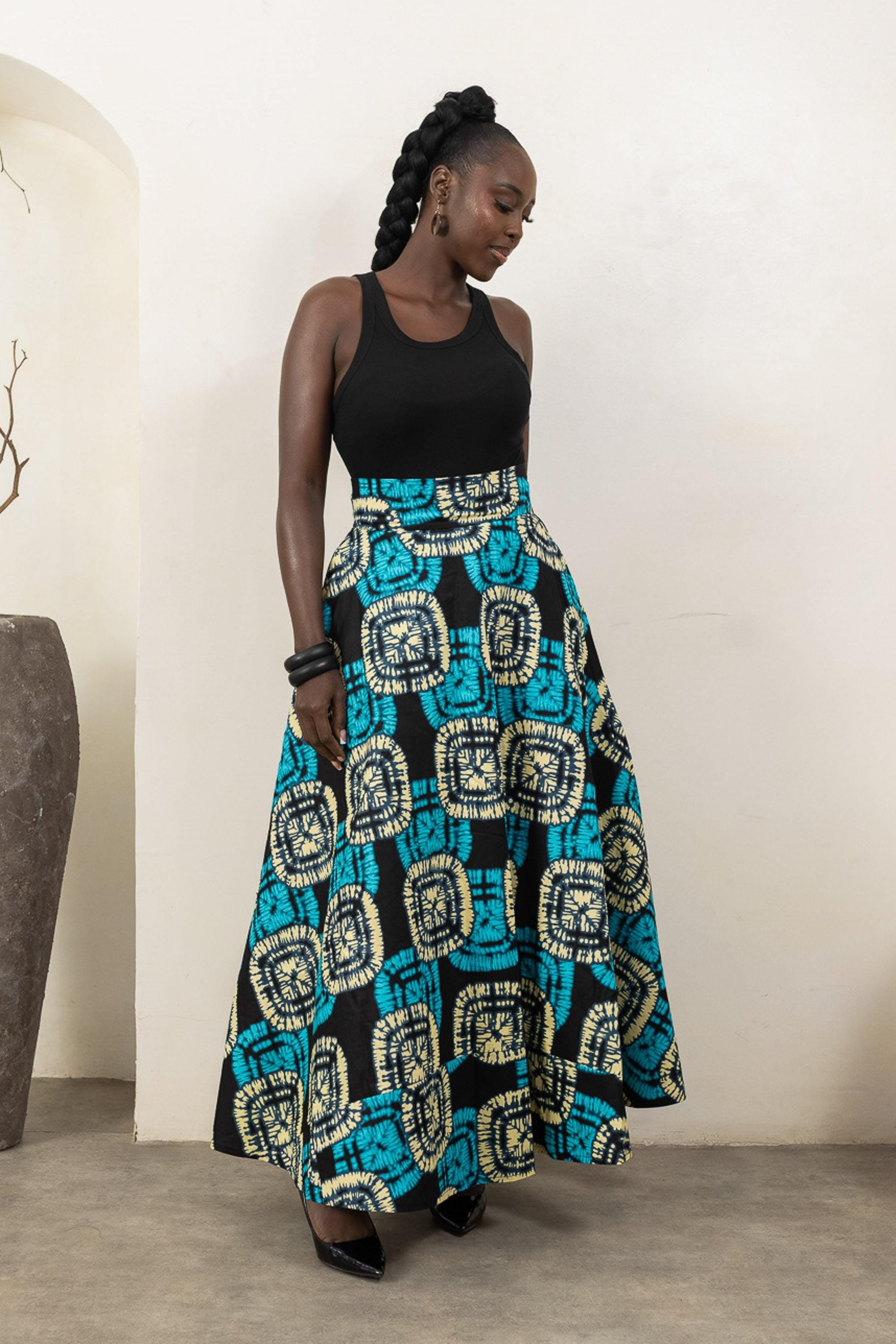 NIFEMI Ankara Flared Maxi Skirt — women's African print clothing by Naborhi