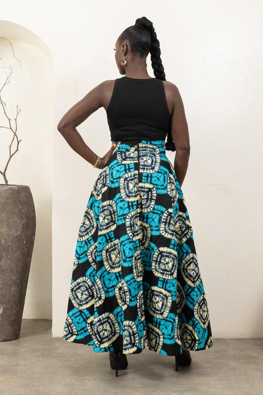 NIFEMI Ankara Flared Maxi Skirt — Naborhi African print collection