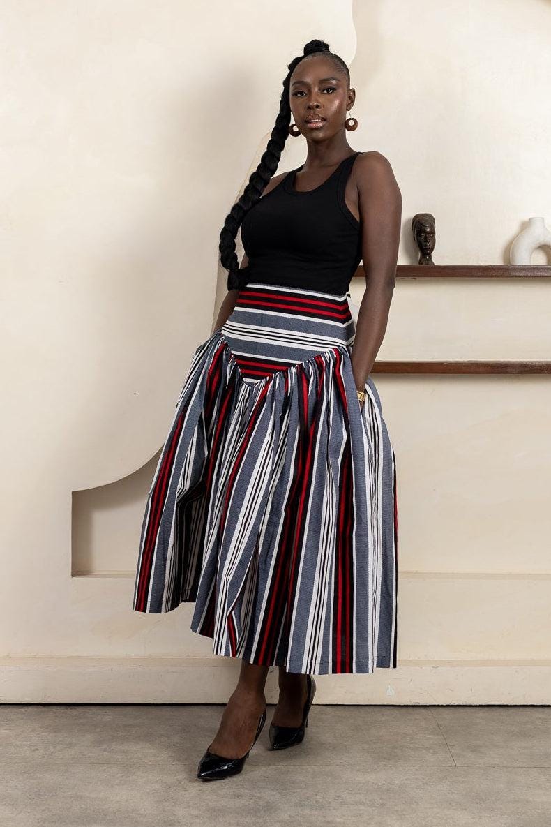 OSAYI Ankara Midi Skirt — made to order African print skirt | Naborhi