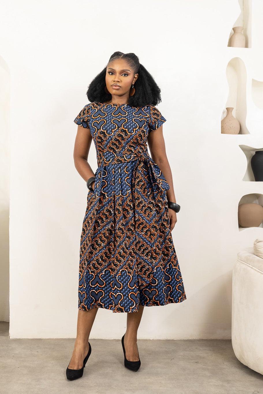 ELEMMA Ankara Midi Dress — women's African print clothing by Naborhi