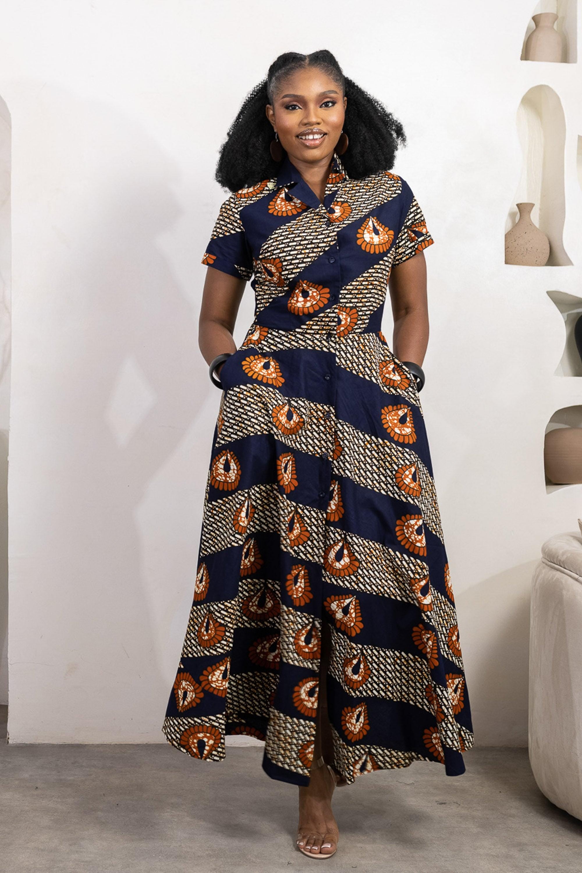 DARAIMA Ankara Midi Shirt Dress — made to order African print dress | Naborhi
