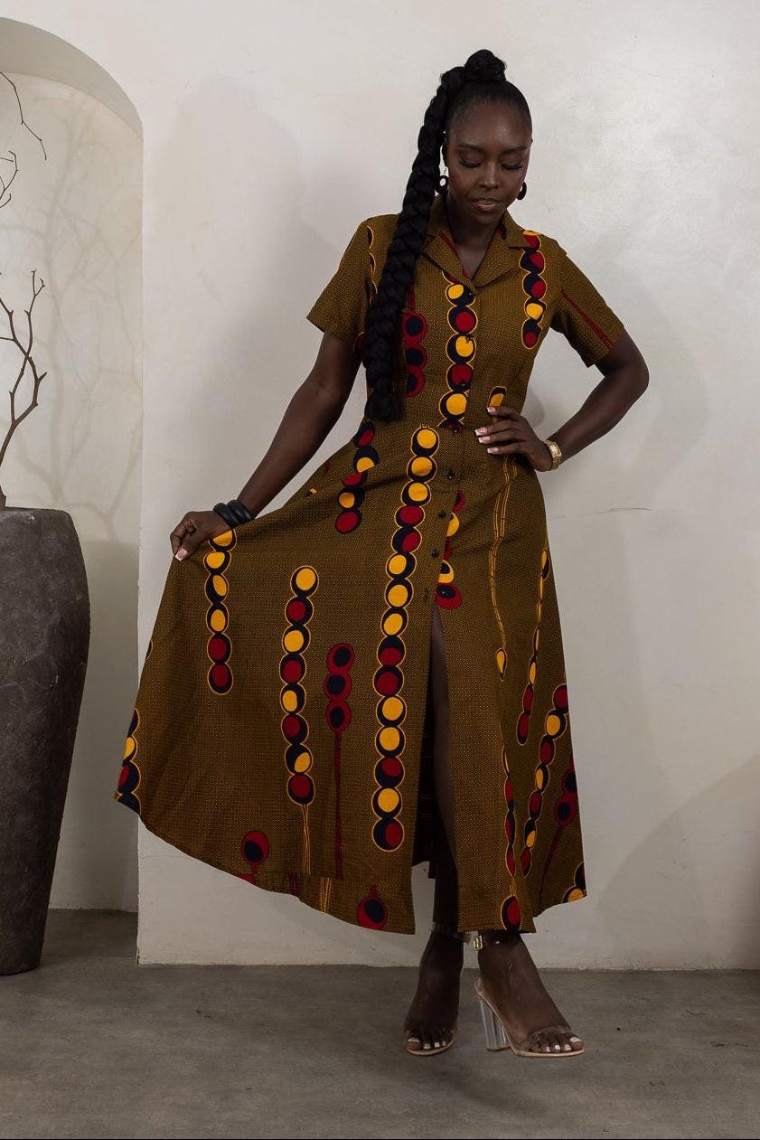 ABIYE Ankara Midi Shirt Dress — women's African print clothing by Naborhi