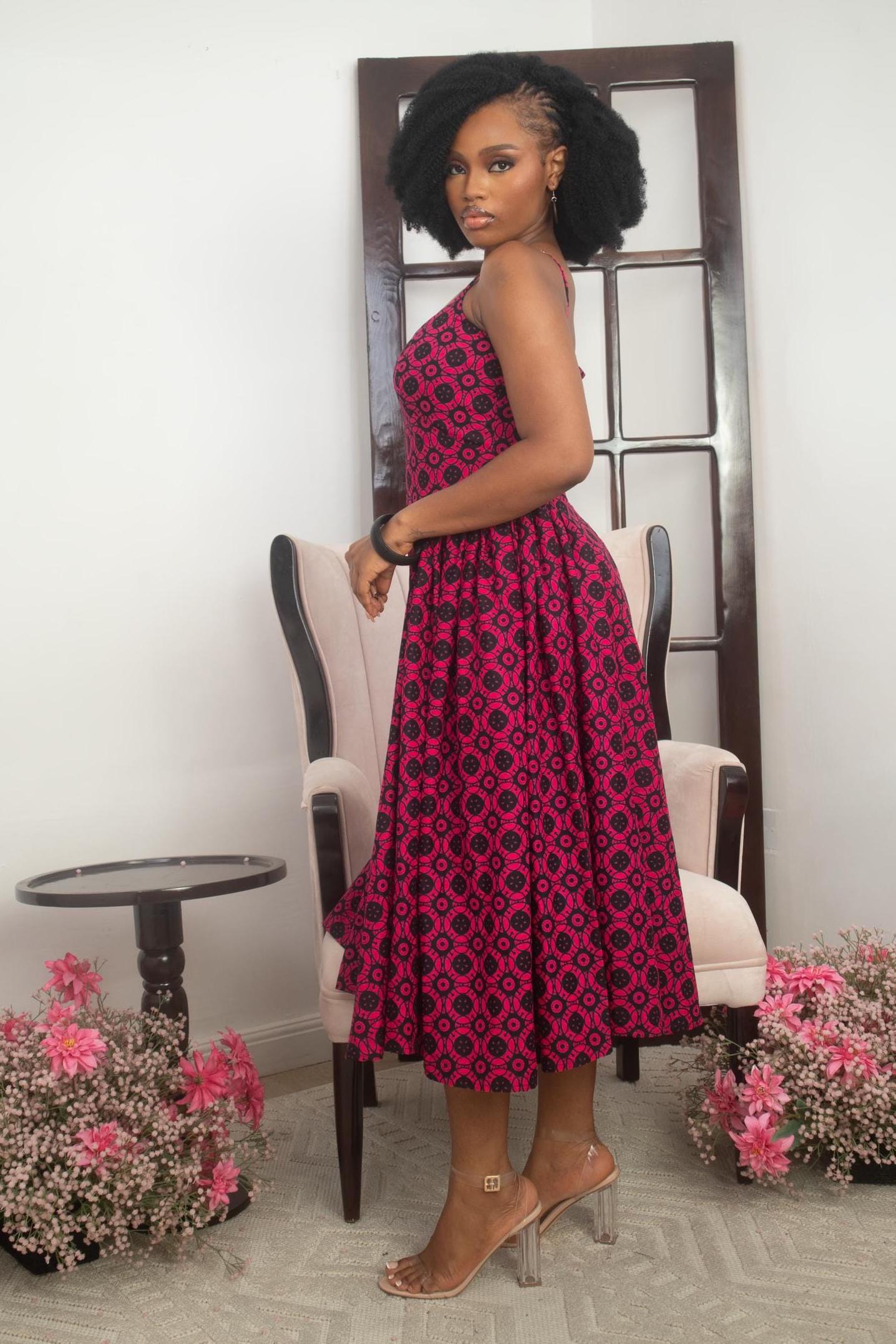 KEYAH Ankara Midi Dress — made to order African print dress | Naborhi