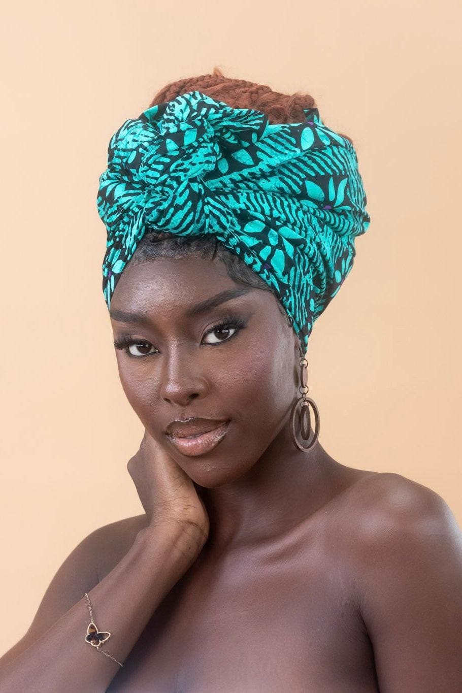 TAJI Ankara Head Wrap detail — handcrafted in Nigeria by Naborhi