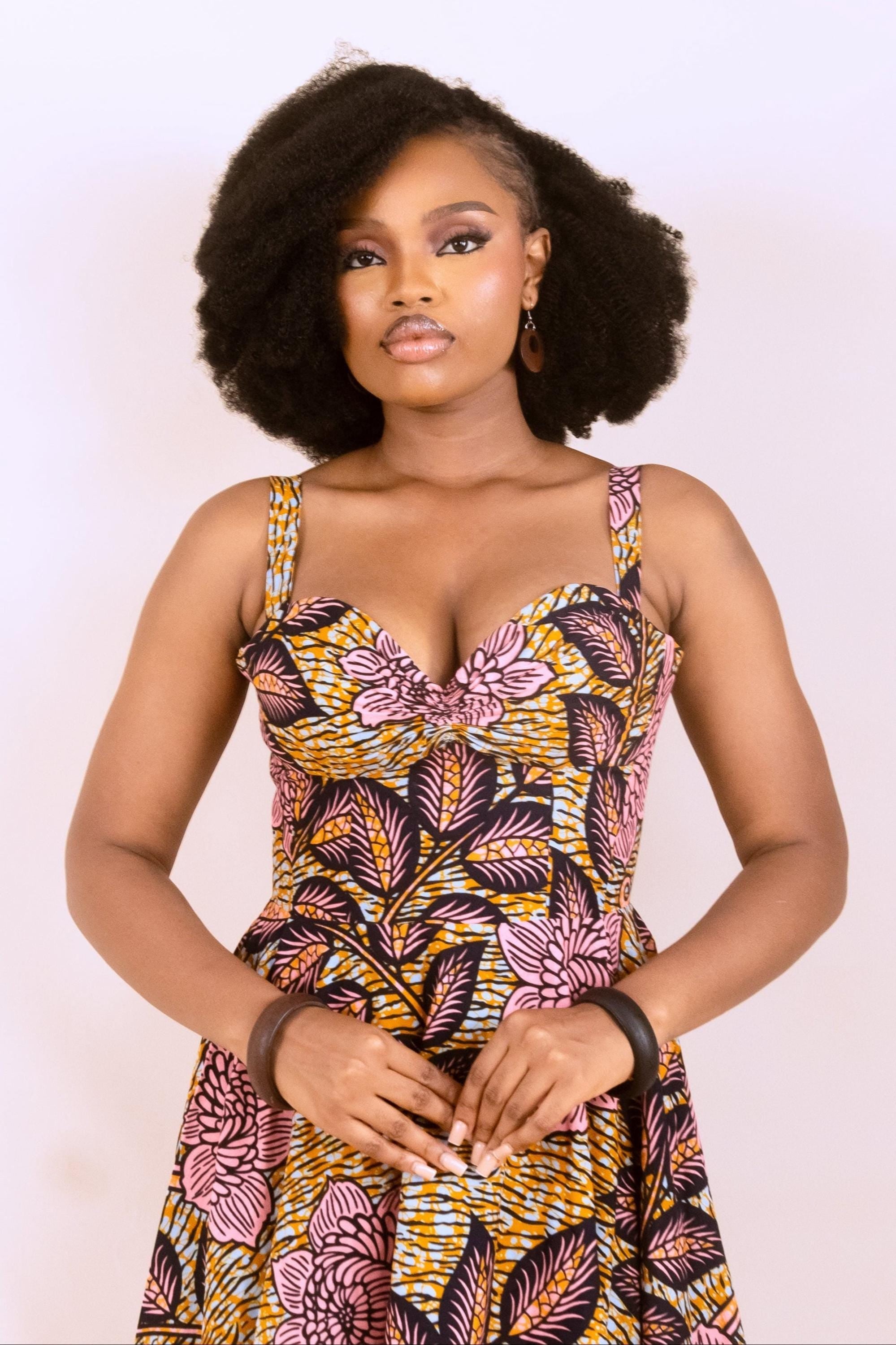 SADE Ankara Flared Midi Dress — Naborhi African print collection