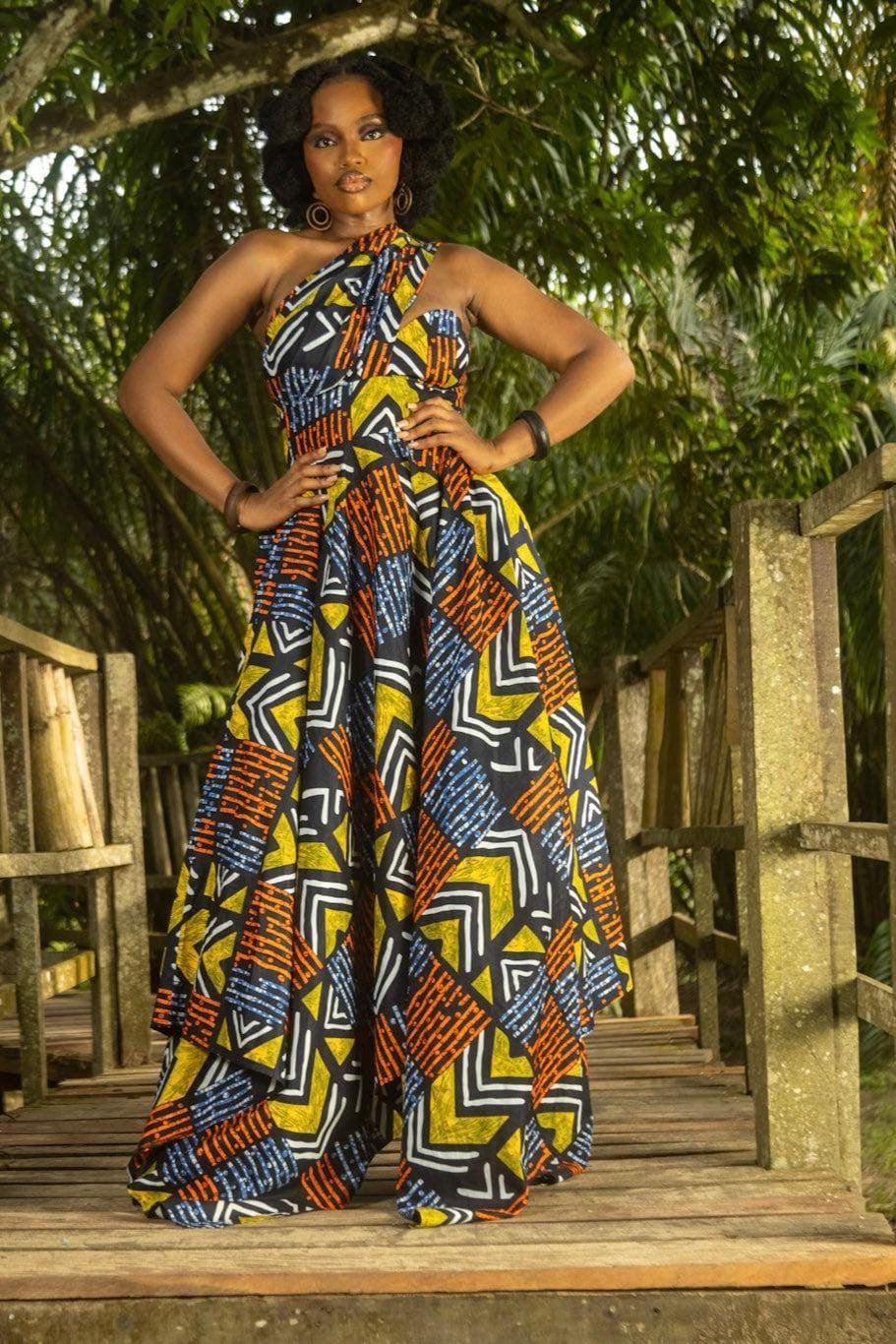 AKINA Ankara Handkerchief Maxi Dress — African print dress by Naborhi