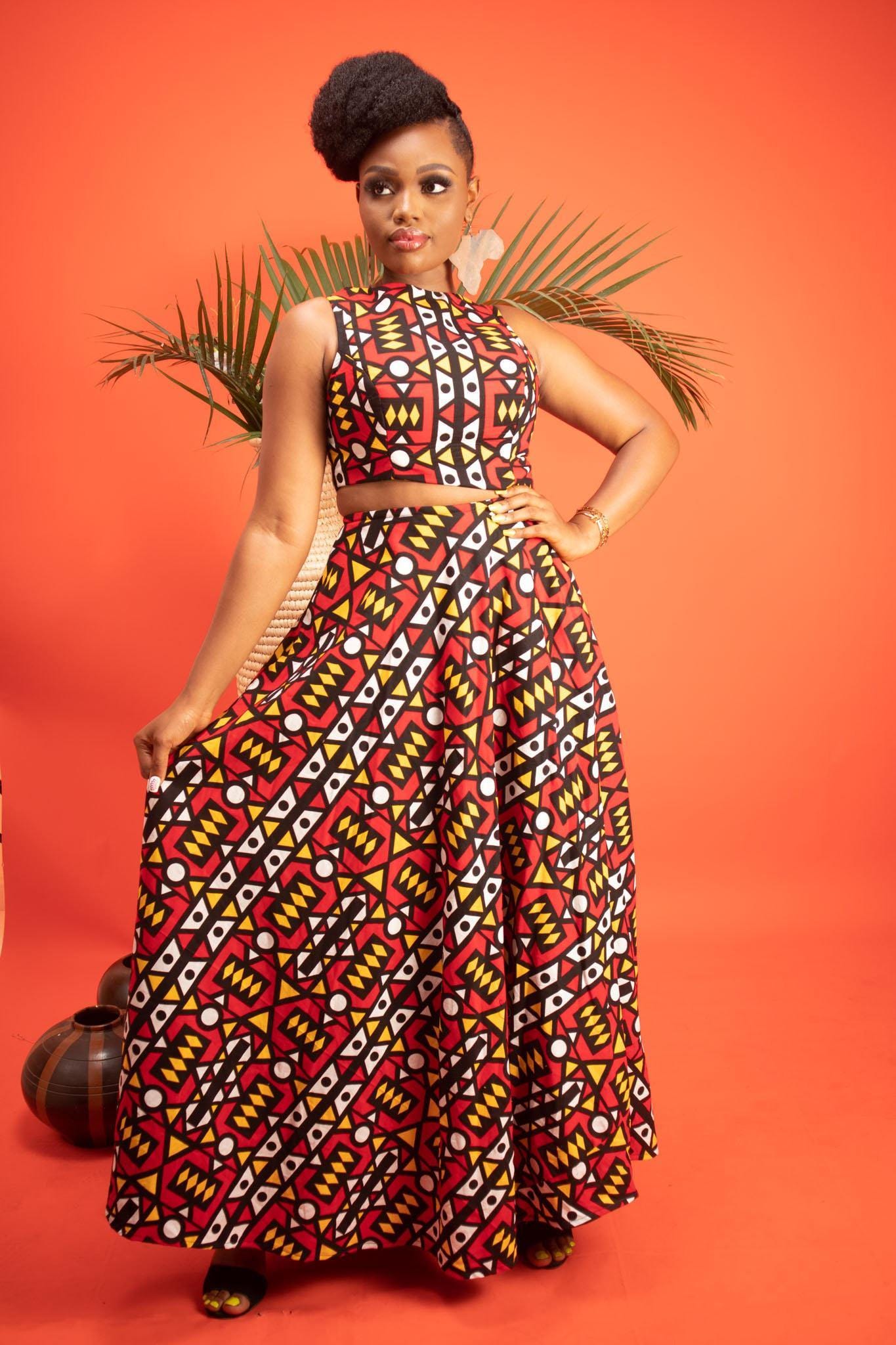 Sample: KAMARI Ankara Maxi Dress - Women (Size UK 10) detail — handcrafted in Nigeria by Naborhi