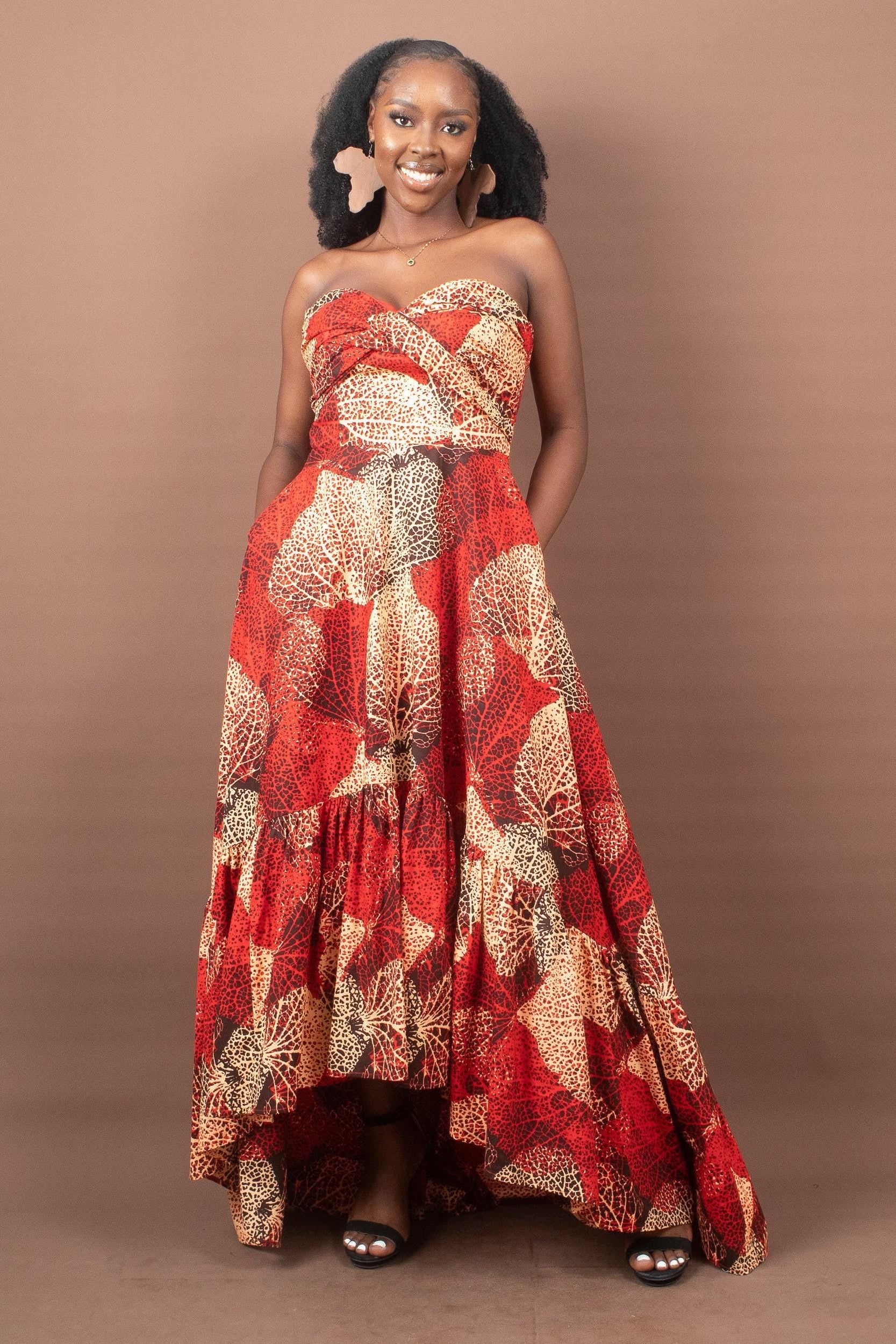 Sample: KABILI Ankara Hi-Low Maxi Dress - Women (Size UK 10) detail — handcrafted in Nigeria by Naborhi