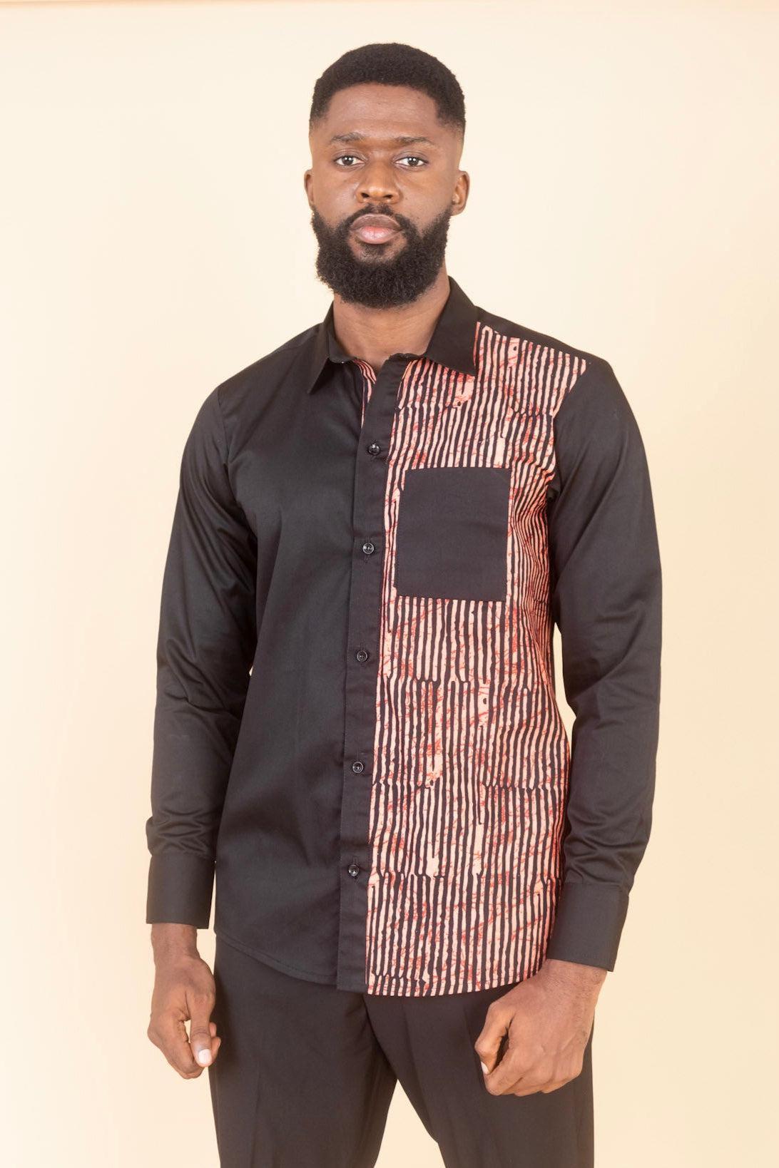 AMANI Ankara Long Sleeve Shirt — men's African print clothing by Naborhi