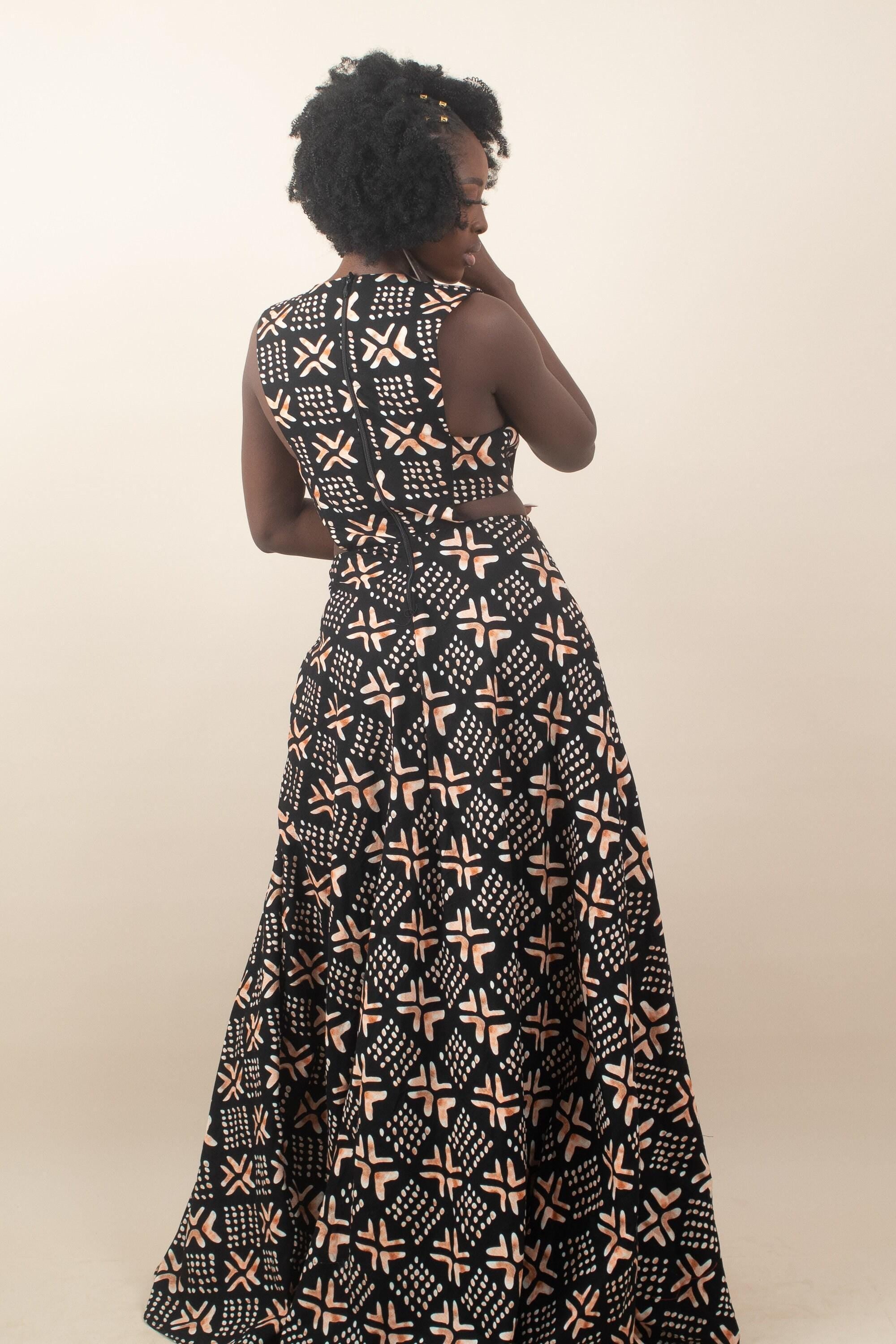 Sample: ALUNA Ankara Maxi Dress - Women (Size UK 10) detail — handcrafted in Nigeria by Naborhi
