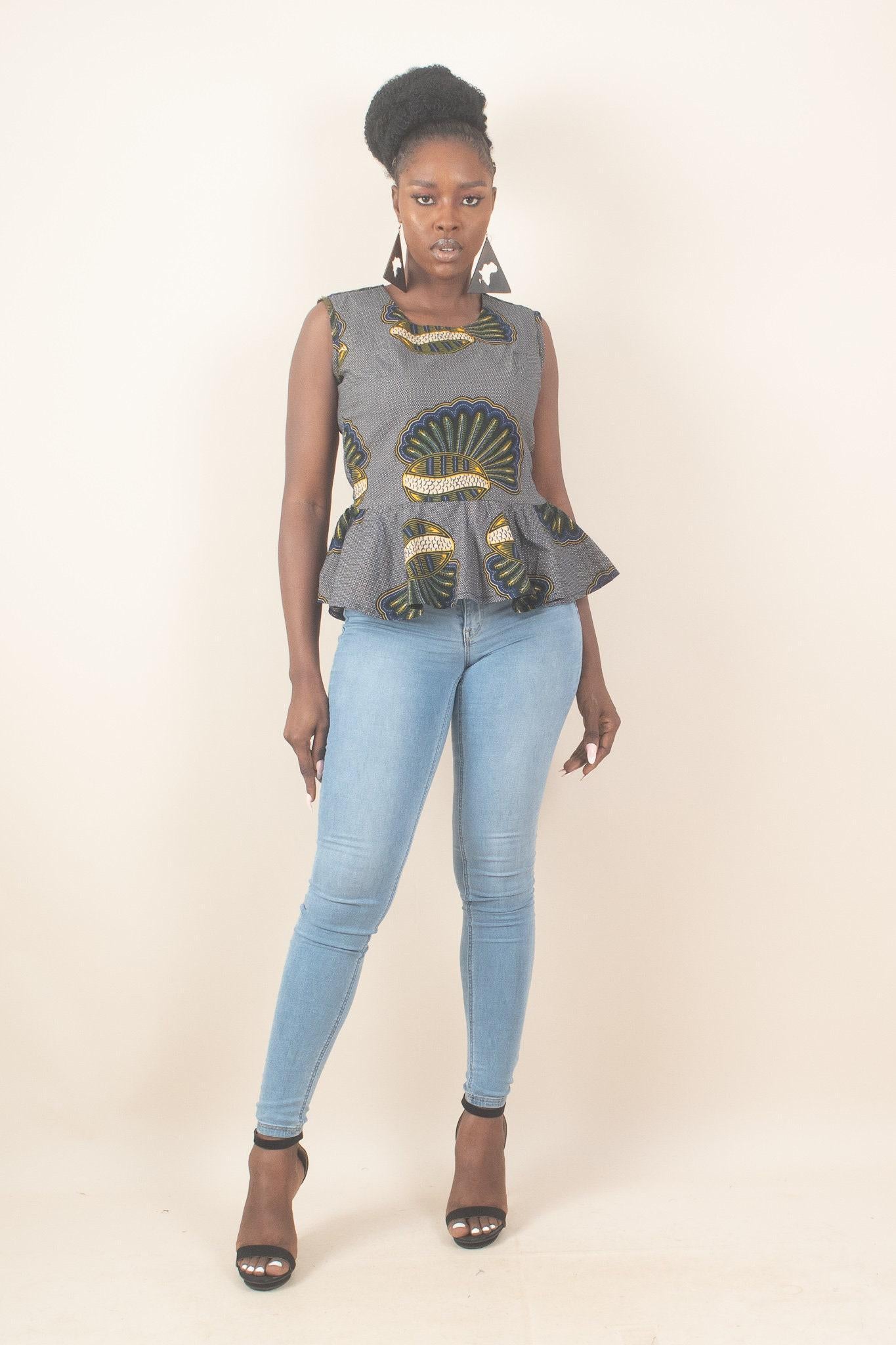 Sample: NIKE Ankara Peplum Top - Women (Size UK 10) — African print top by Naborhi