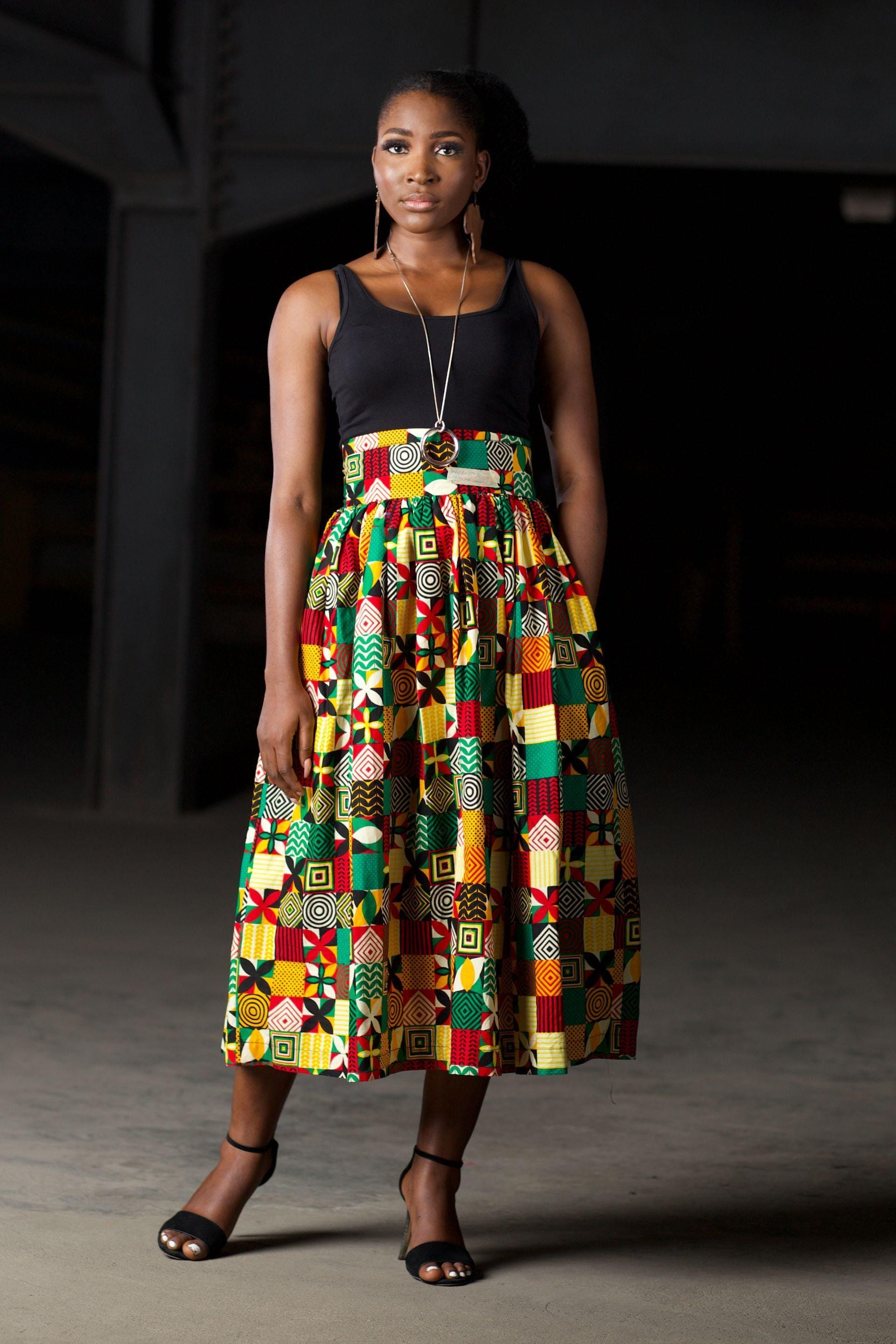 RONKE Ankara Midi Skirt — women's African print clothing by Naborhi