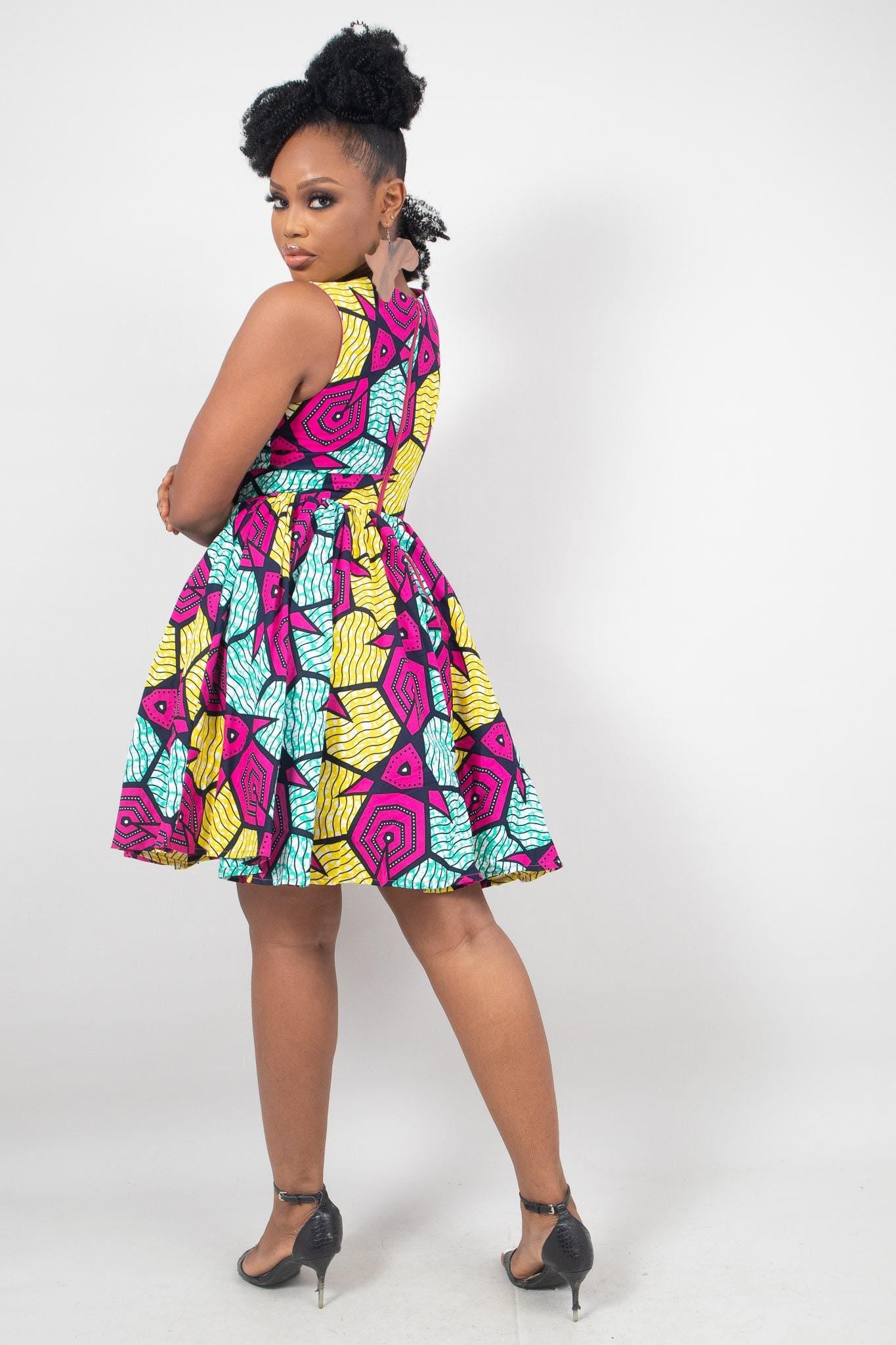 Sample: MARLI Ankara Dress - Women (Size UK 10) detail — handcrafted in Nigeria by Naborhi