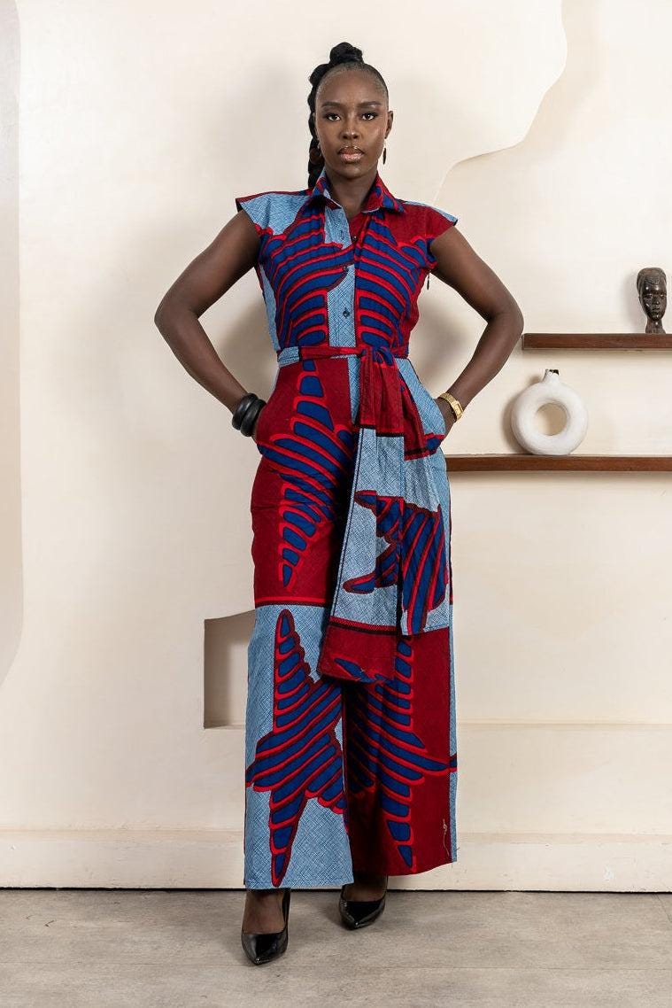 XOLANI Ankara Jumpsuit detail — handcrafted in Nigeria by Naborhi