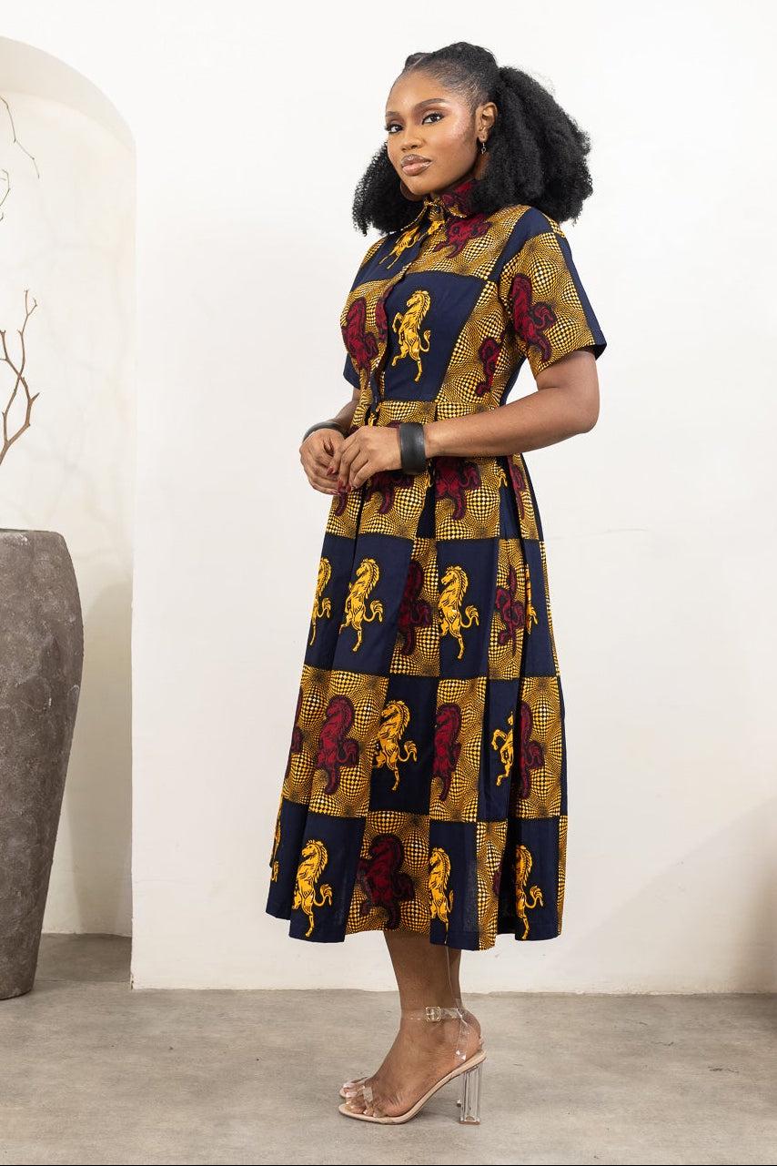 DALU Ankara Midi Shirt Dress — made to order African print dress | Naborhi
