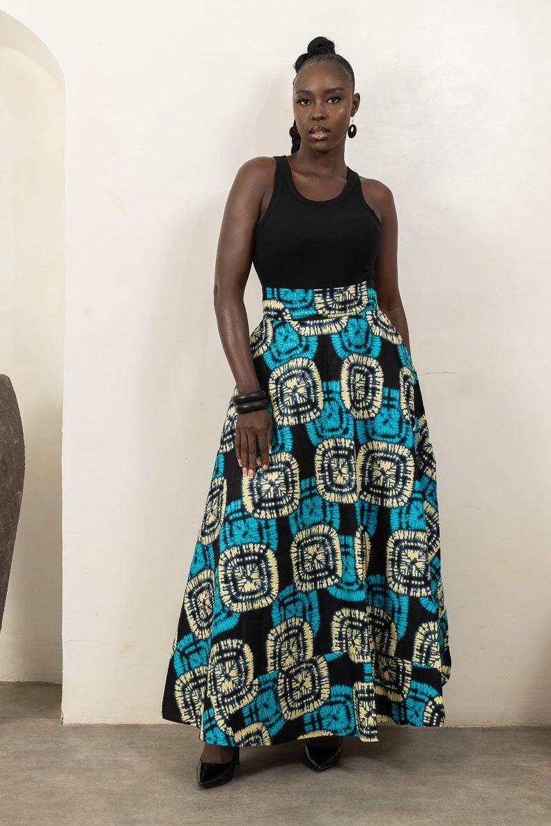 NIFEMI Ankara Flared Maxi Skirt — made to order African print skirt | Naborhi