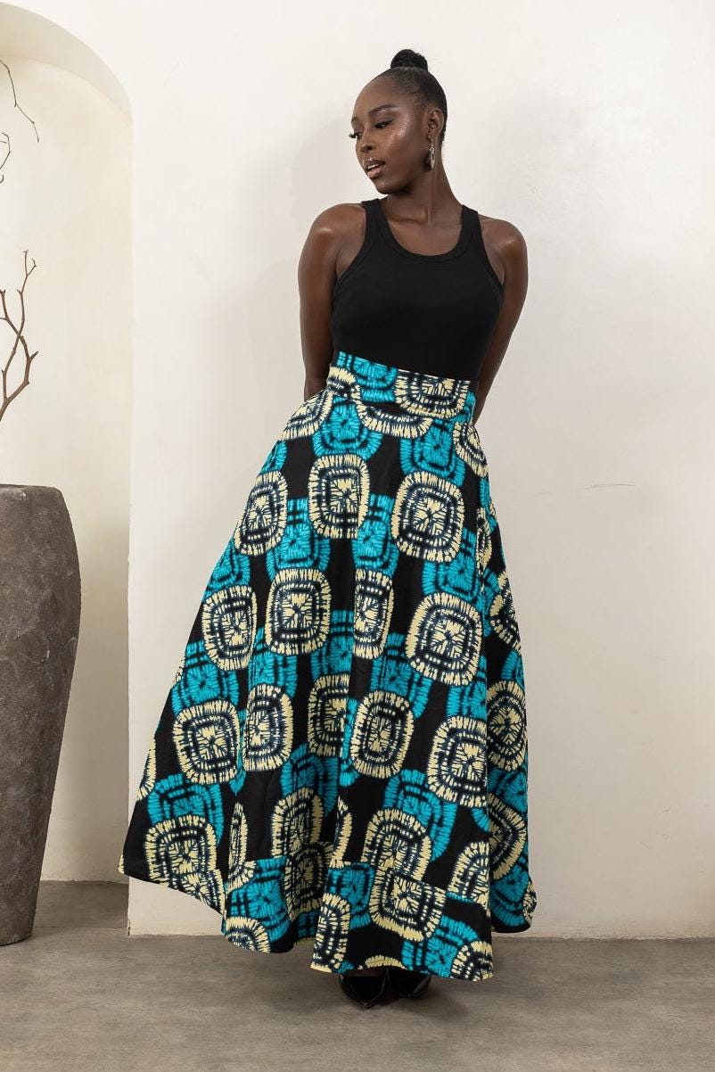 NIFEMI Ankara Flared Maxi Skirt — Naborhi African print collection