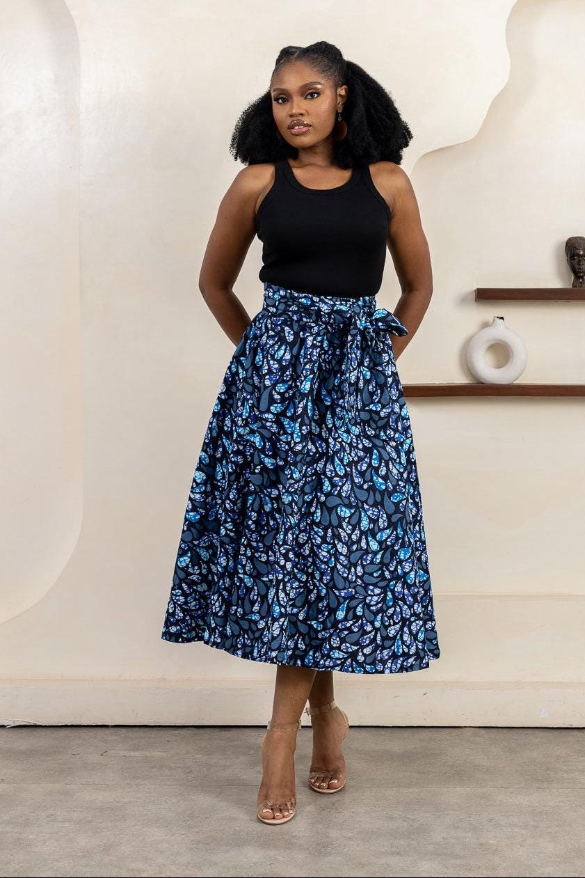IDARA Ankara Flared Midi Skirt — made to order African print skirt | Naborhi