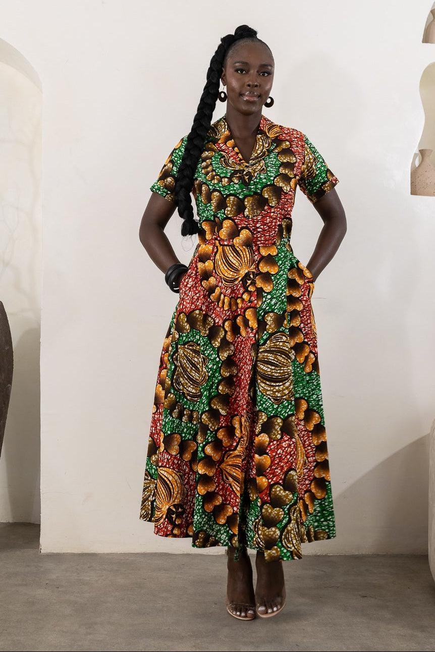 ANELE Ankara Midi Shirt Dress — made to order African print dress | Naborhi