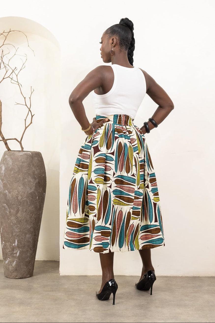 NEVAEH Ankara Midi Skirt — made to order African print skirt | Naborhi