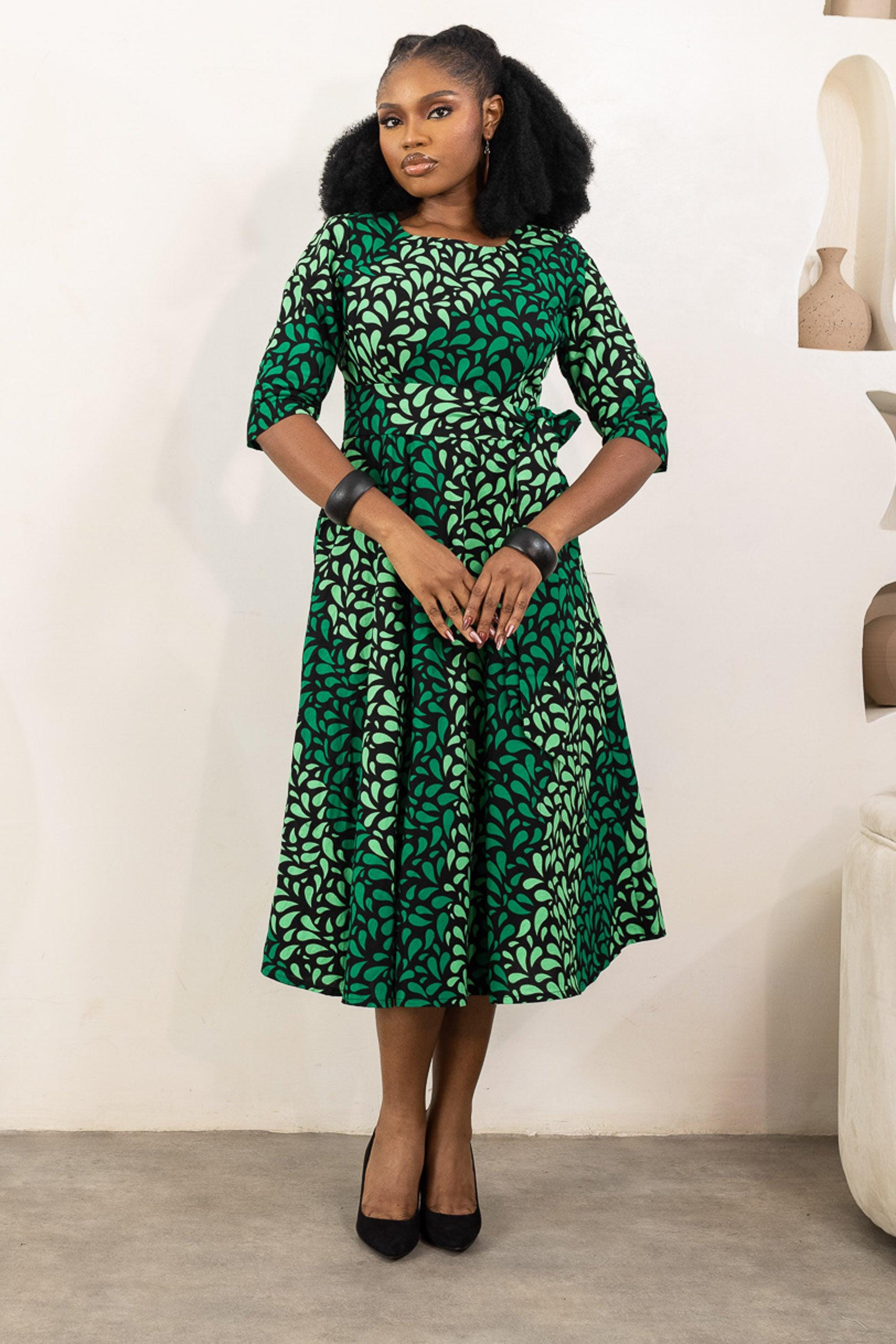 ZORLE Ankara Flared Midi Dress — women's African print clothing by Naborhi