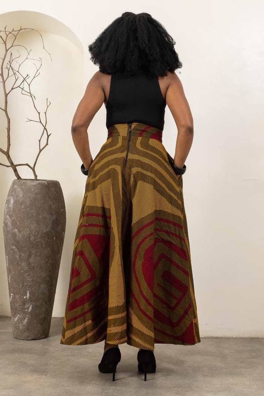 AKANNI Ankara Maxi Flared Skirt — made to order African print skirt | Naborhi