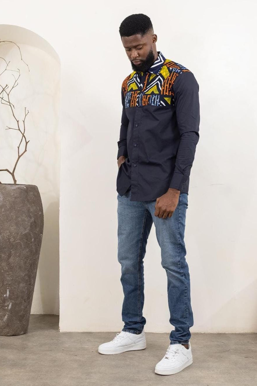 AKINA Ankara Long Sleeve Shirt — African print shirt by Naborhi