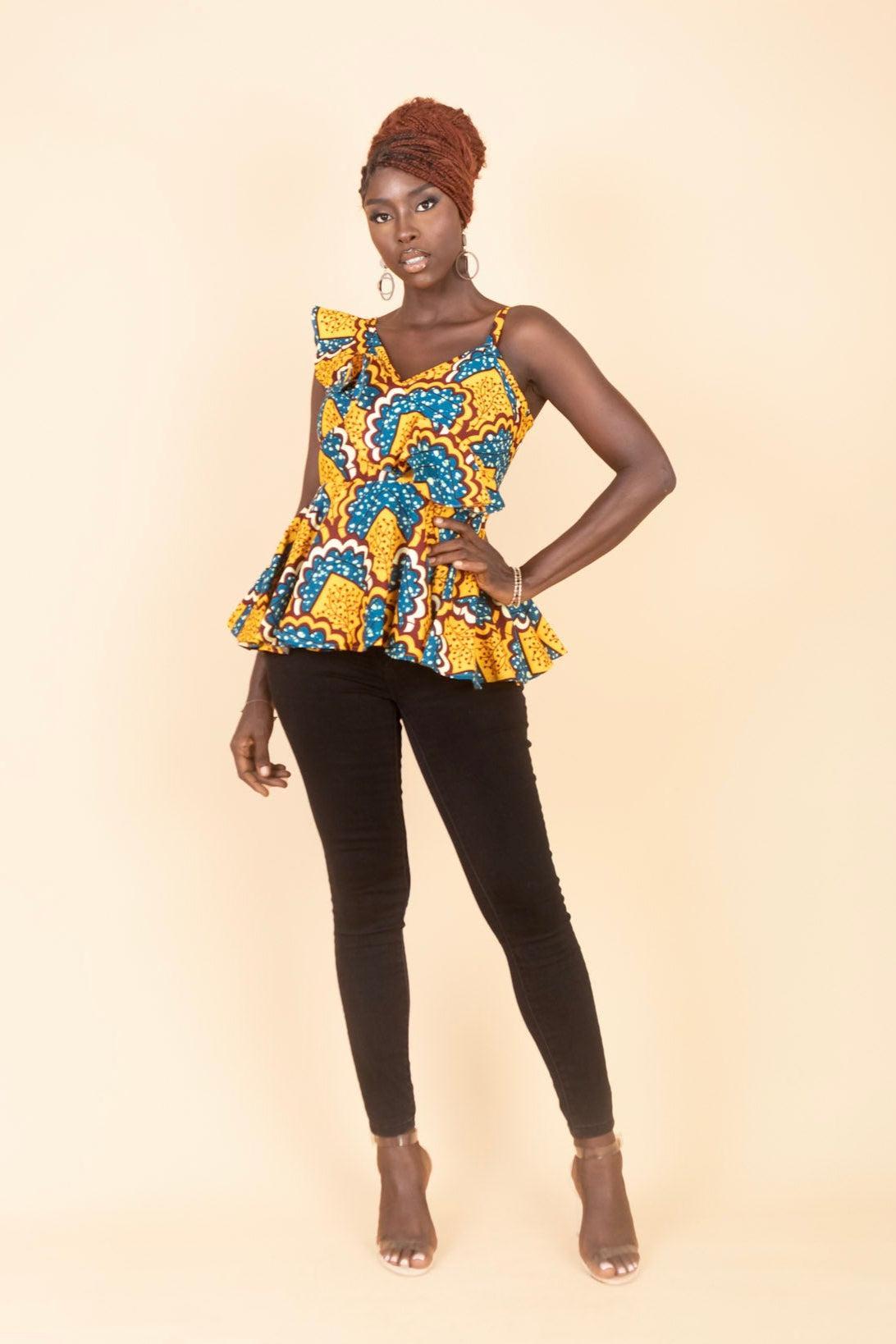 EREBI Ankara Spaghetti Strap Top — made to order African print top | Naborhi