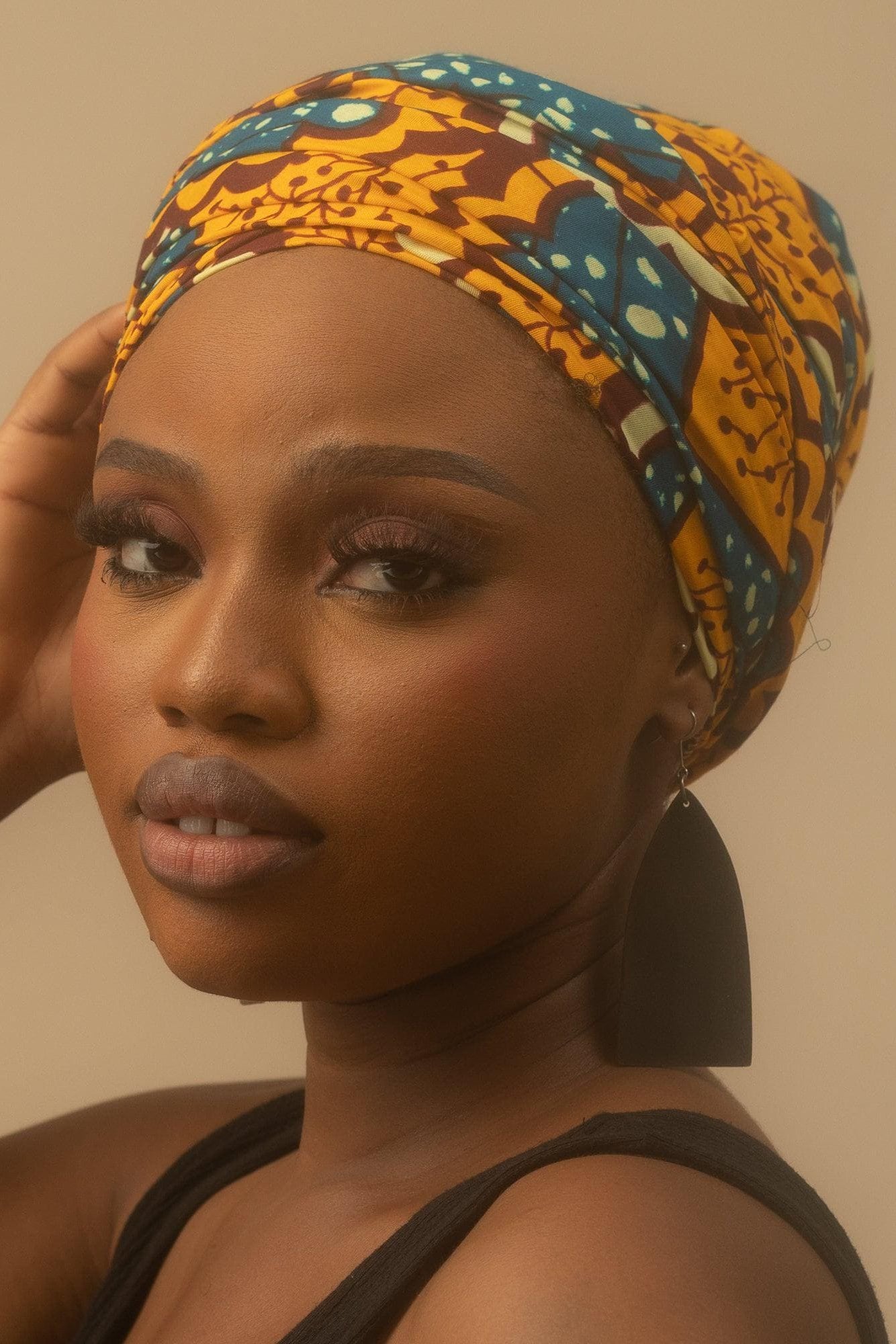 EREBI Ankara Head Wrap detail — handcrafted in Nigeria by Naborhi