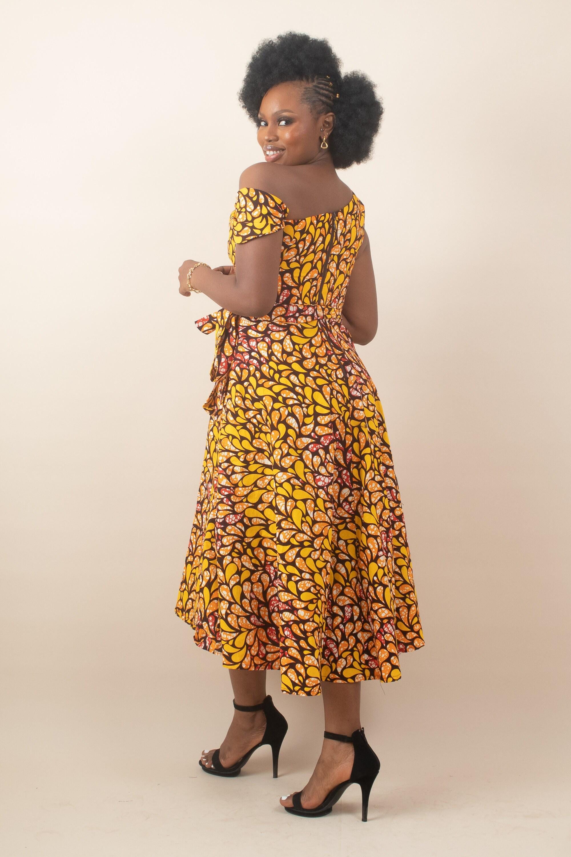 Sample: DARA Ankara Midi Dress - Women (Size UK 10) detail — handcrafted in Nigeria by Naborhi