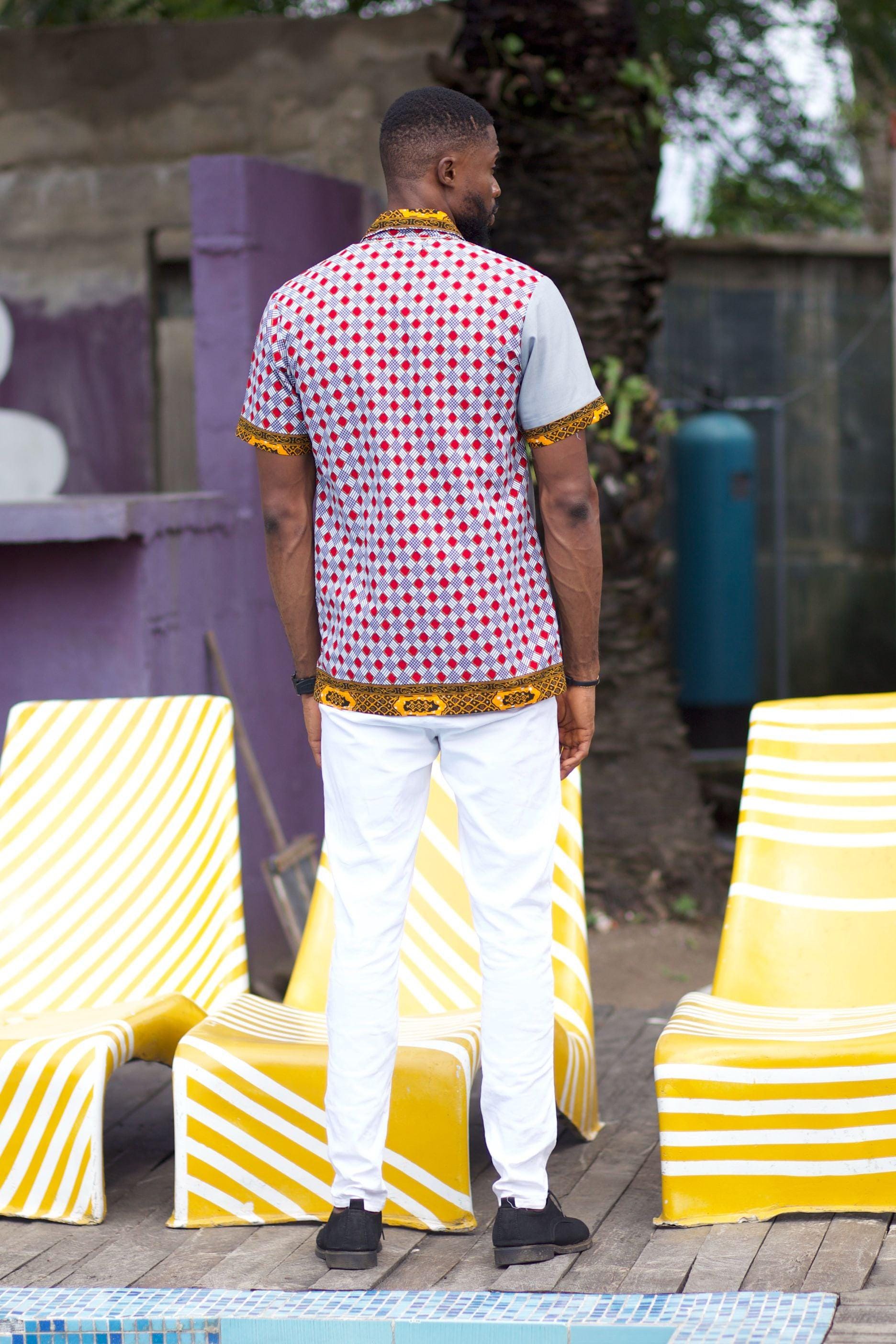 AYANDA Ankara Shirt detail — handcrafted in Nigeria by Naborhi