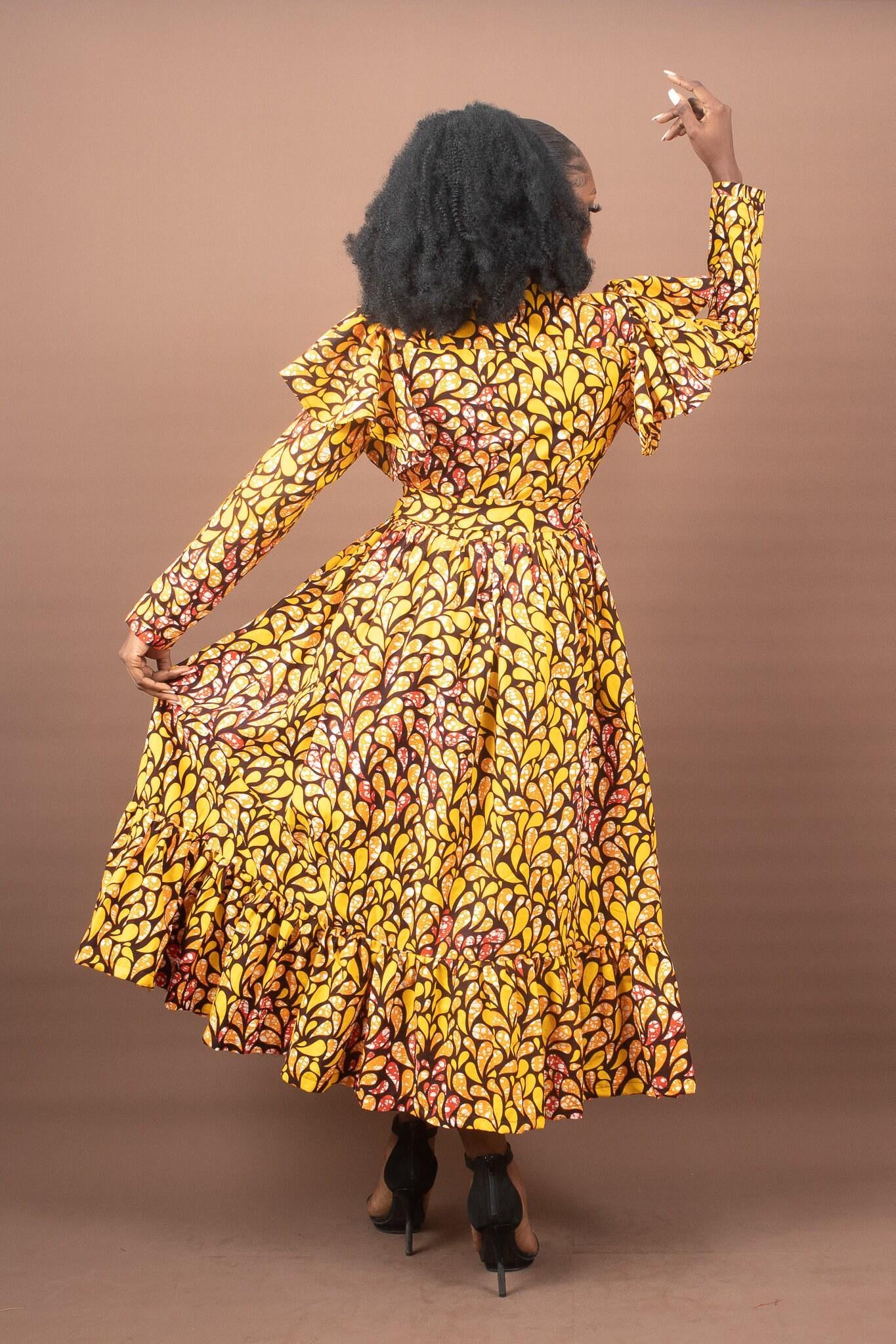 Sample: AHYANA Ankara Midi Shirt Dress - Women (Size UK 10) — Naborhi African print collection