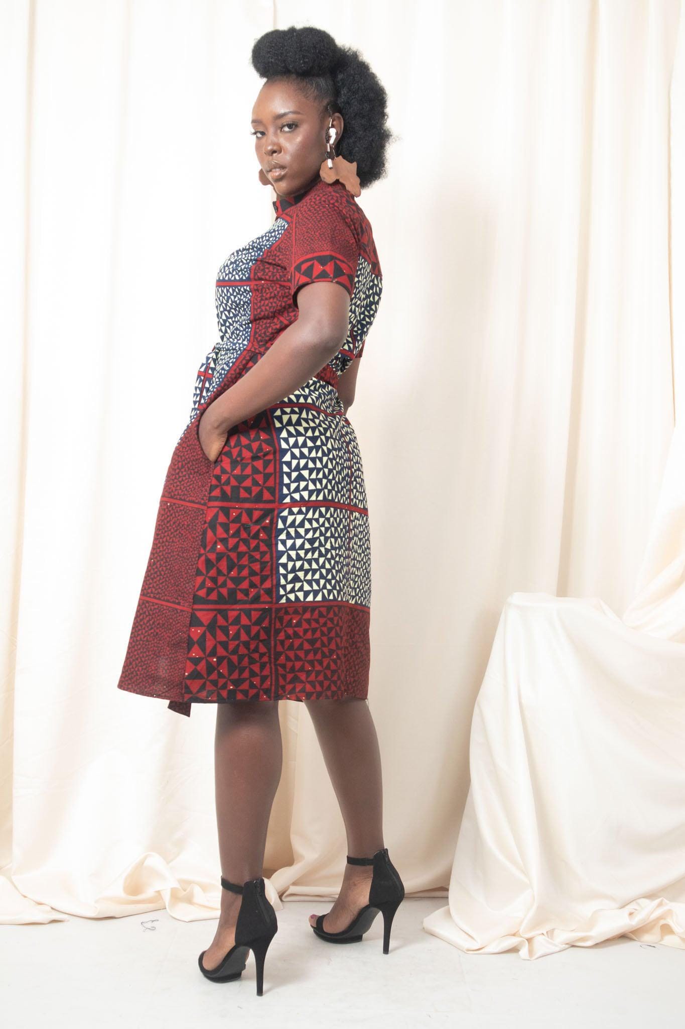 ADELOLA Ankara Midi Shirt Dress — women's African print clothing by Naborhi