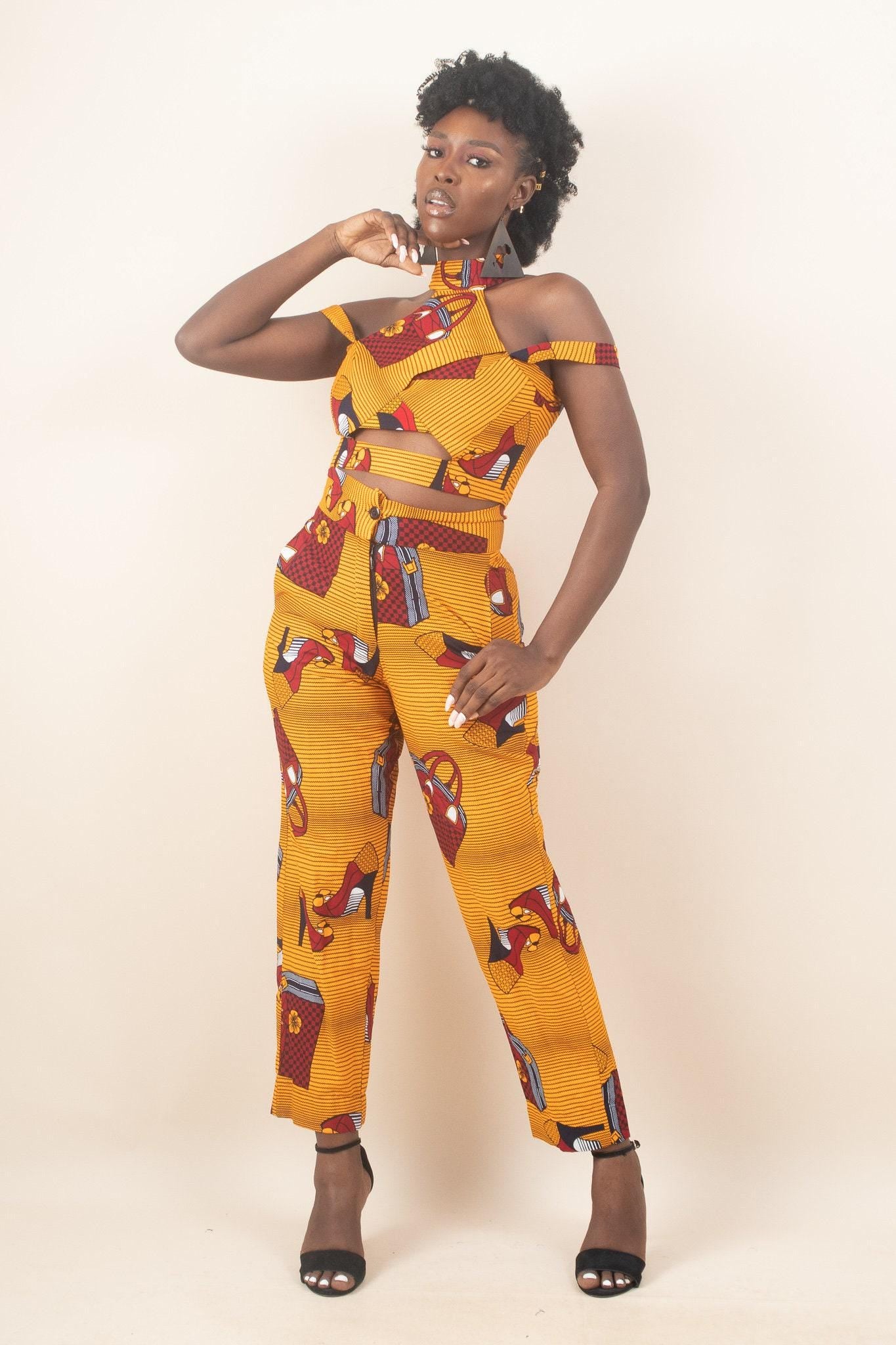Sample: ZINA Ankara Slim Fit Trousers - Women (Size UK 10) — women's African print clothing by Naborhi