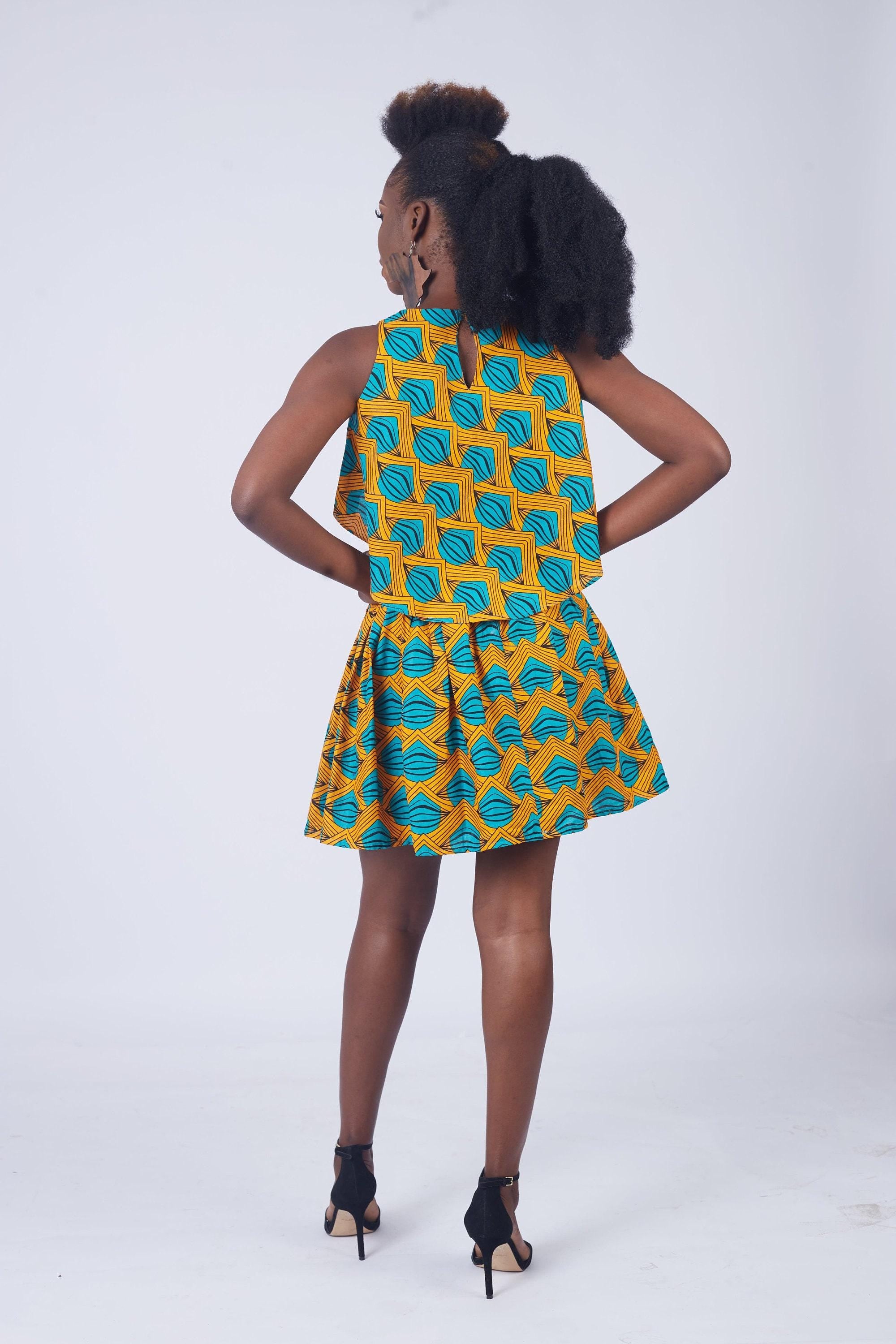 RADHIYA Ankara Mini Skirt detail — handcrafted in Nigeria by Naborhi