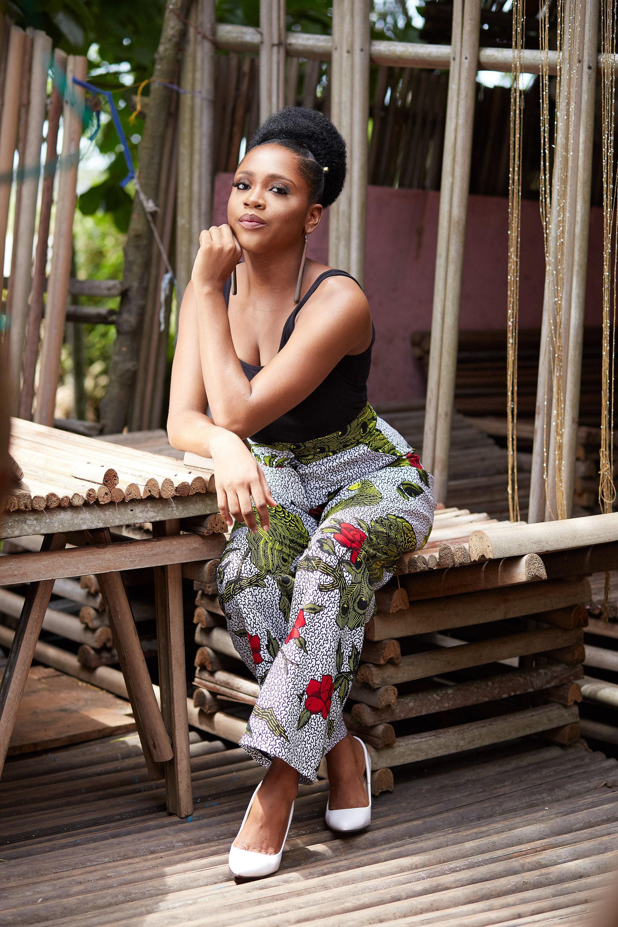 OYOMA Ankara Palazzo Trousers detail — handcrafted in Nigeria by Naborhi