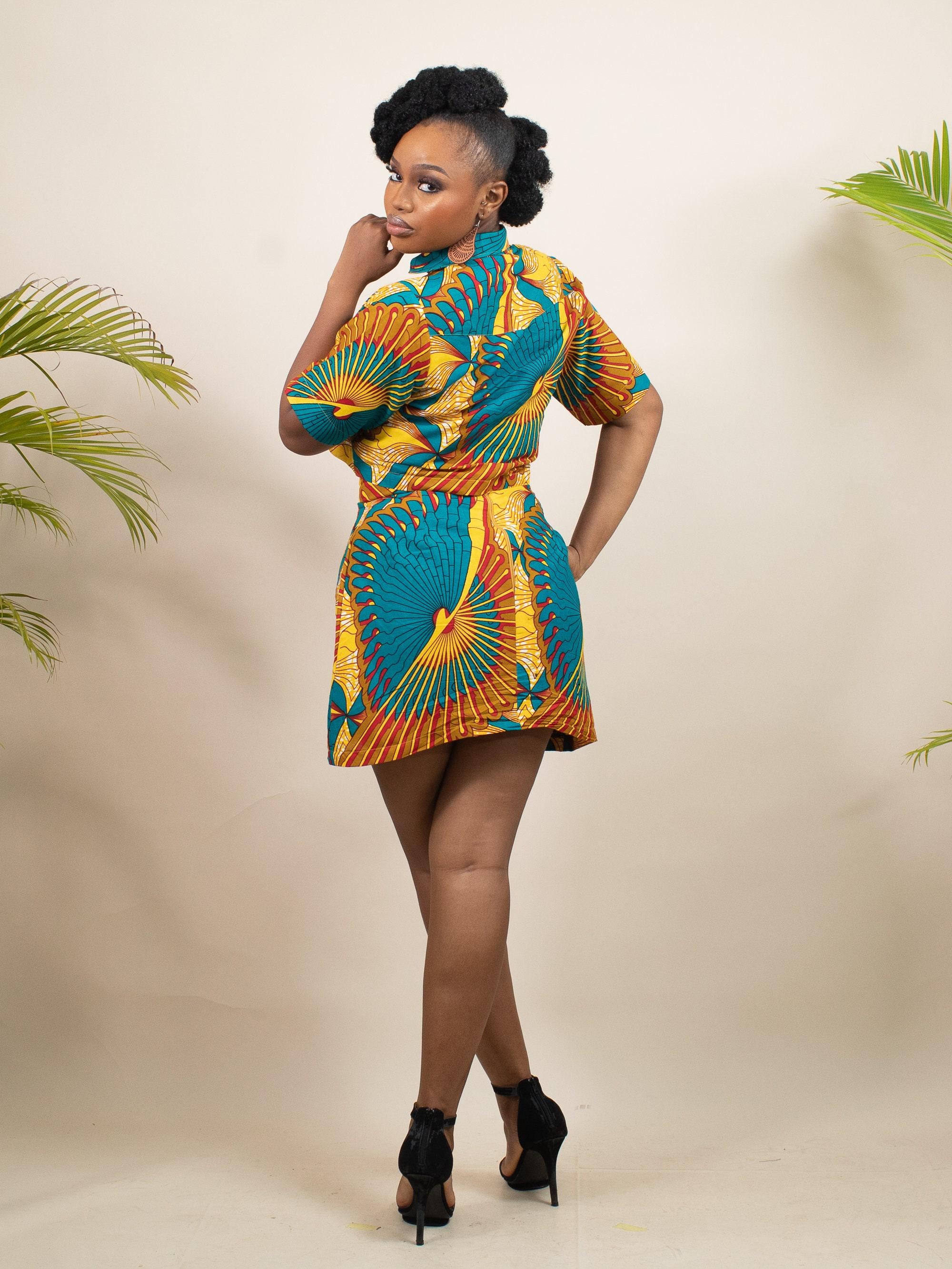 IHE Ankara Mini Skirt detail — handcrafted in Nigeria by Naborhi