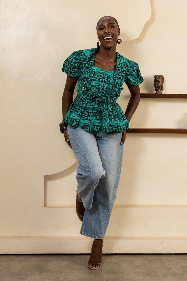 TAJI Ankara Peplum Top — Naborhi African print collection